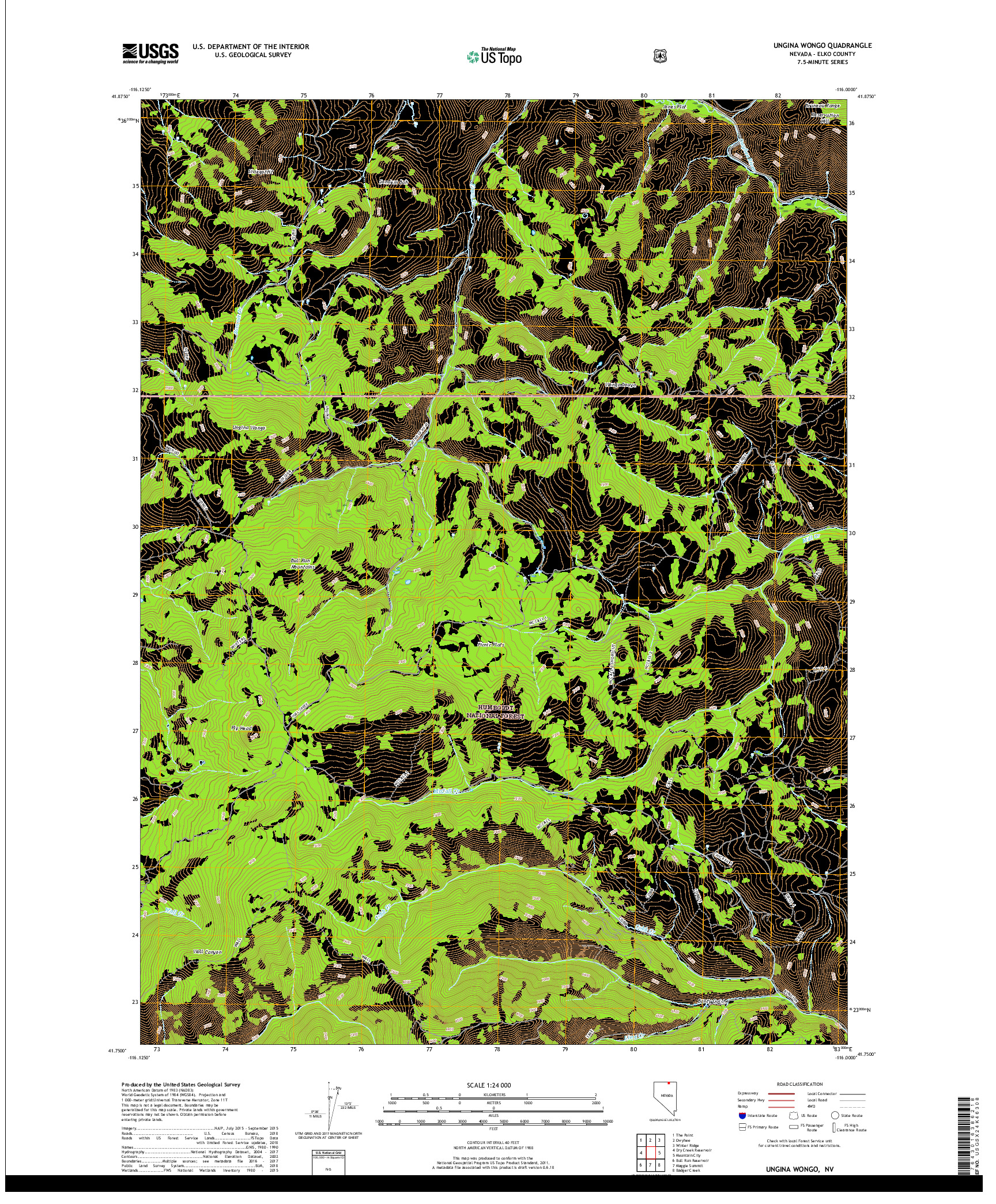 USGS US TOPO 7.5-MINUTE MAP FOR UNGINA WONGO, NV 2018