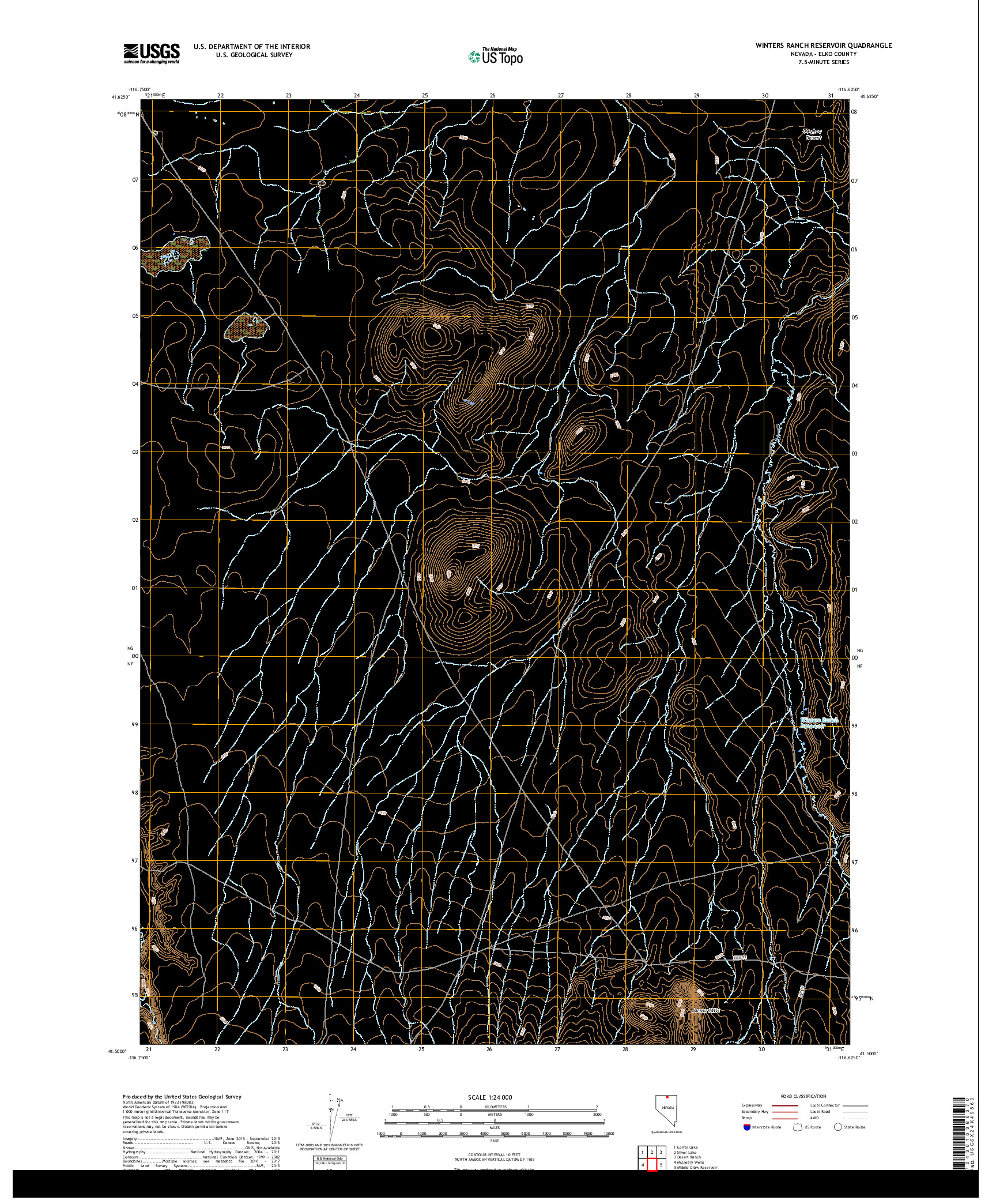 USGS US TOPO 7.5-MINUTE MAP FOR WINTERS RANCH RESERVOIR, NV 2018