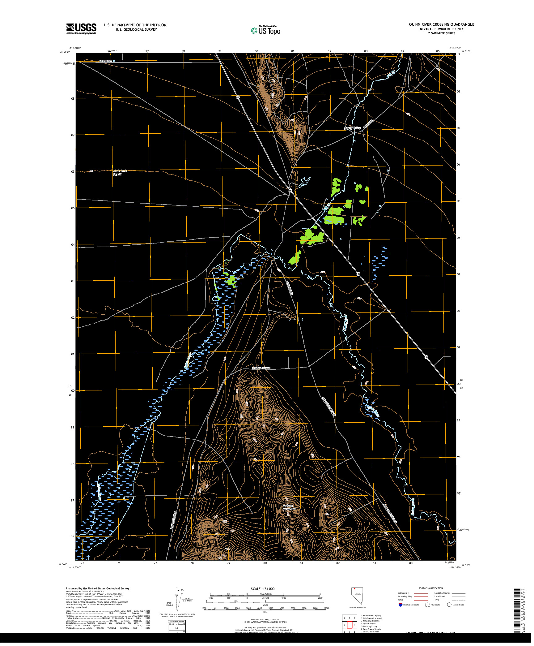 USGS US TOPO 7.5-MINUTE MAP FOR QUINN RIVER CROSSING, NV 2018