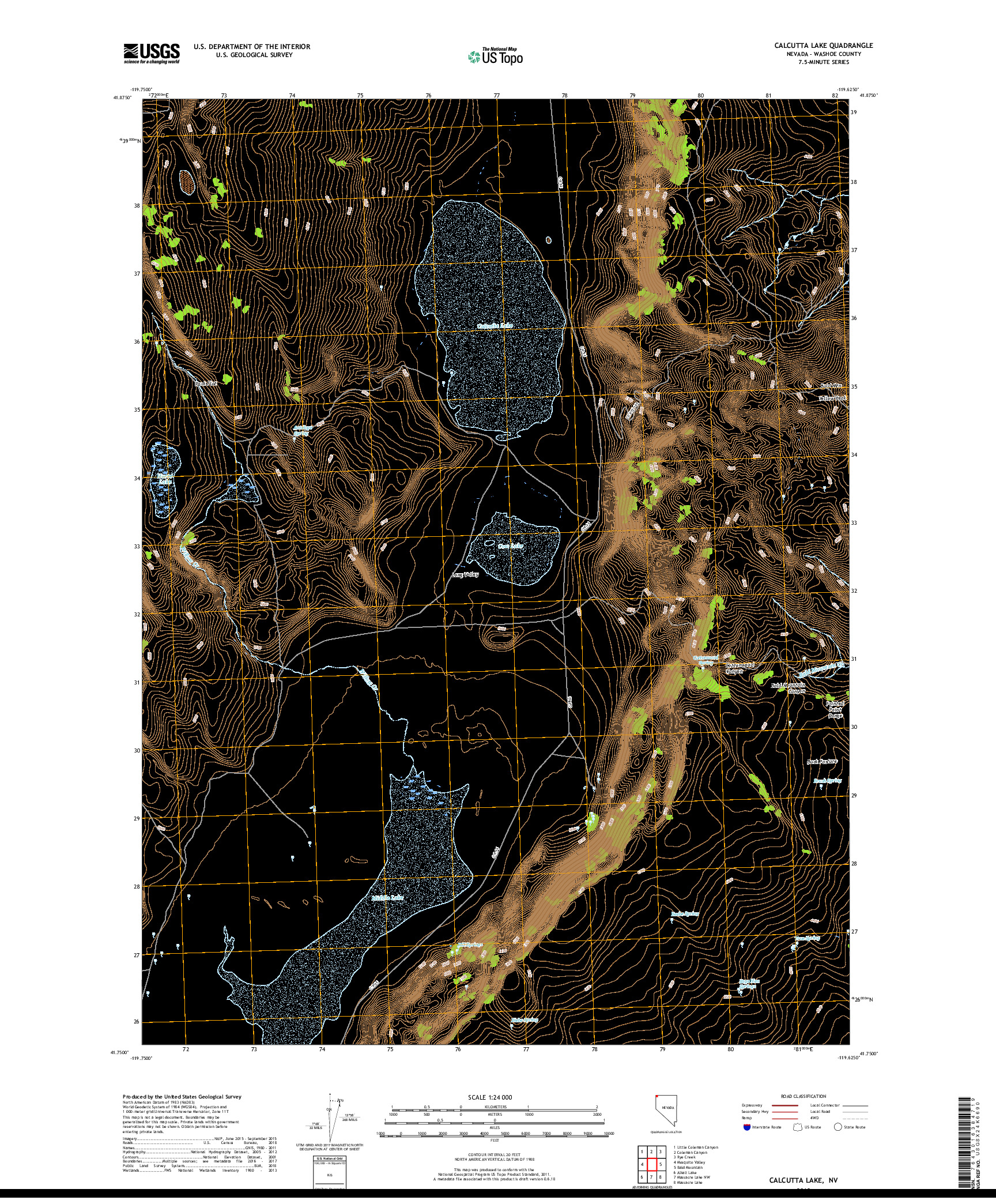 USGS US TOPO 7.5-MINUTE MAP FOR CALCUTTA LAKE, NV 2018