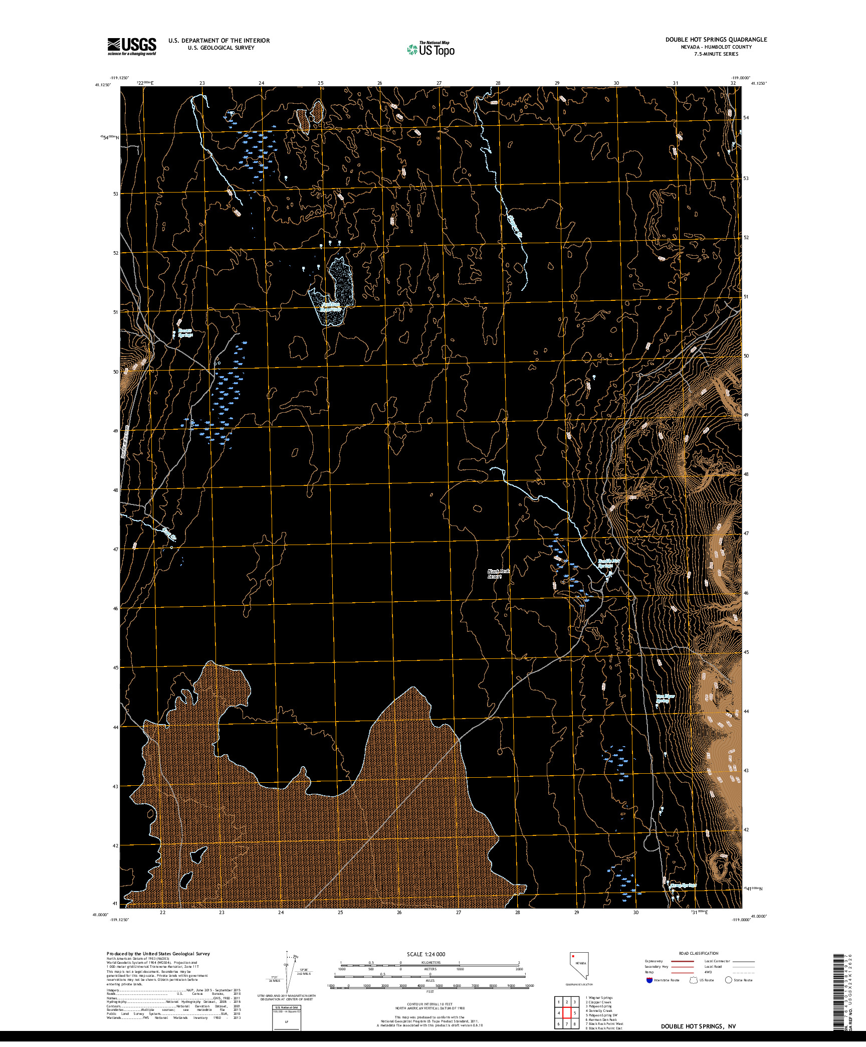 USGS US TOPO 7.5-MINUTE MAP FOR DOUBLE HOT SPRINGS, NV 2018