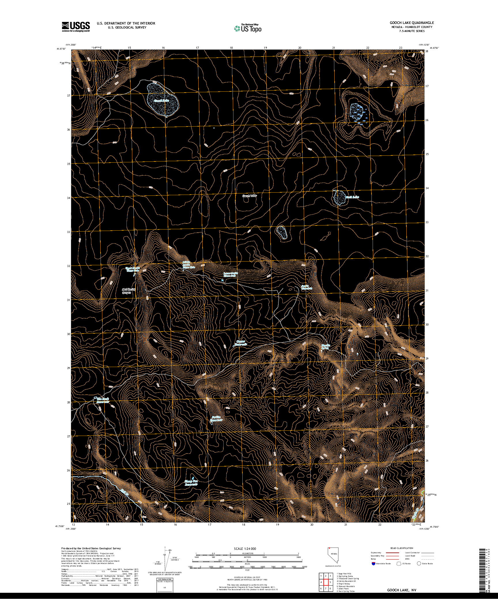 USGS US TOPO 7.5-MINUTE MAP FOR GOOCH LAKE, NV 2018