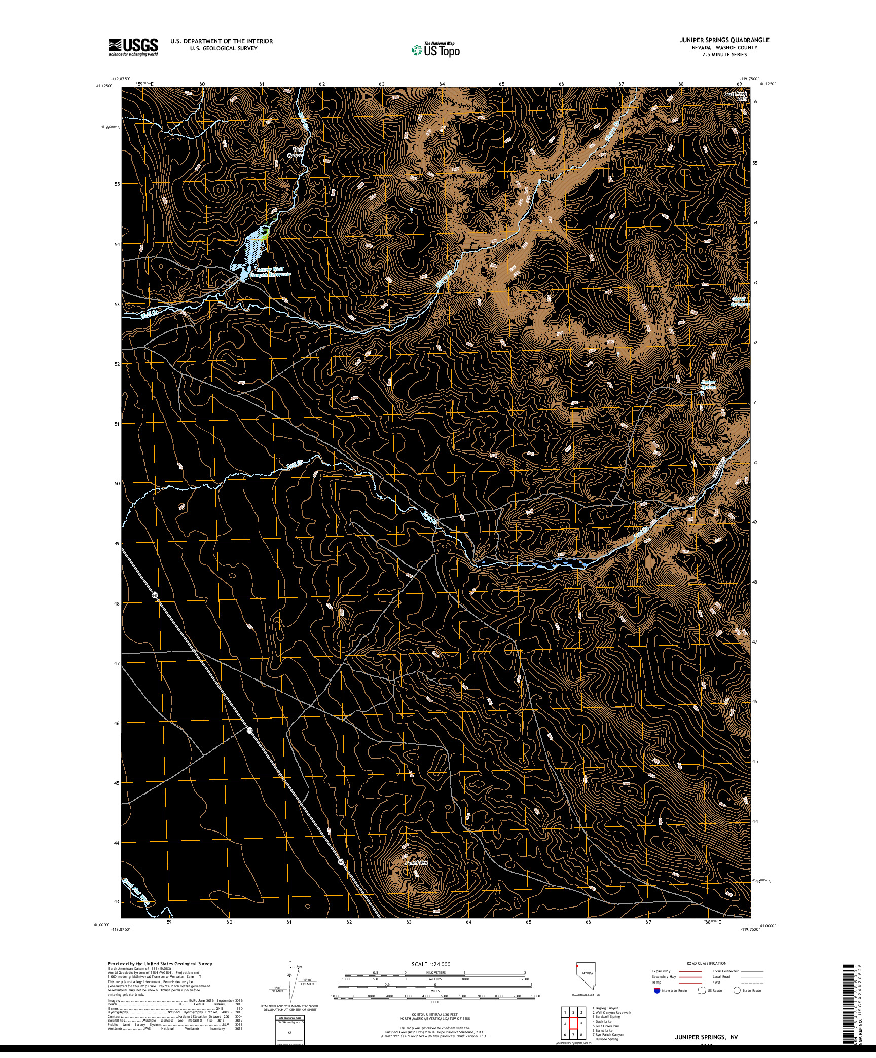USGS US TOPO 7.5-MINUTE MAP FOR JUNIPER SPRINGS, NV 2018