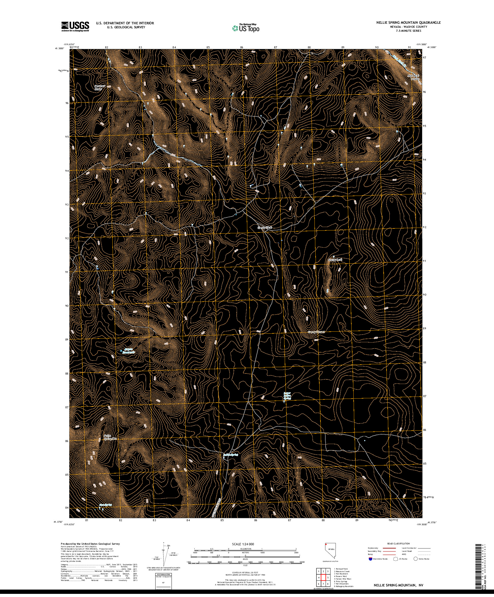 USGS US TOPO 7.5-MINUTE MAP FOR NELLIE SPRING MOUNTAIN, NV 2018