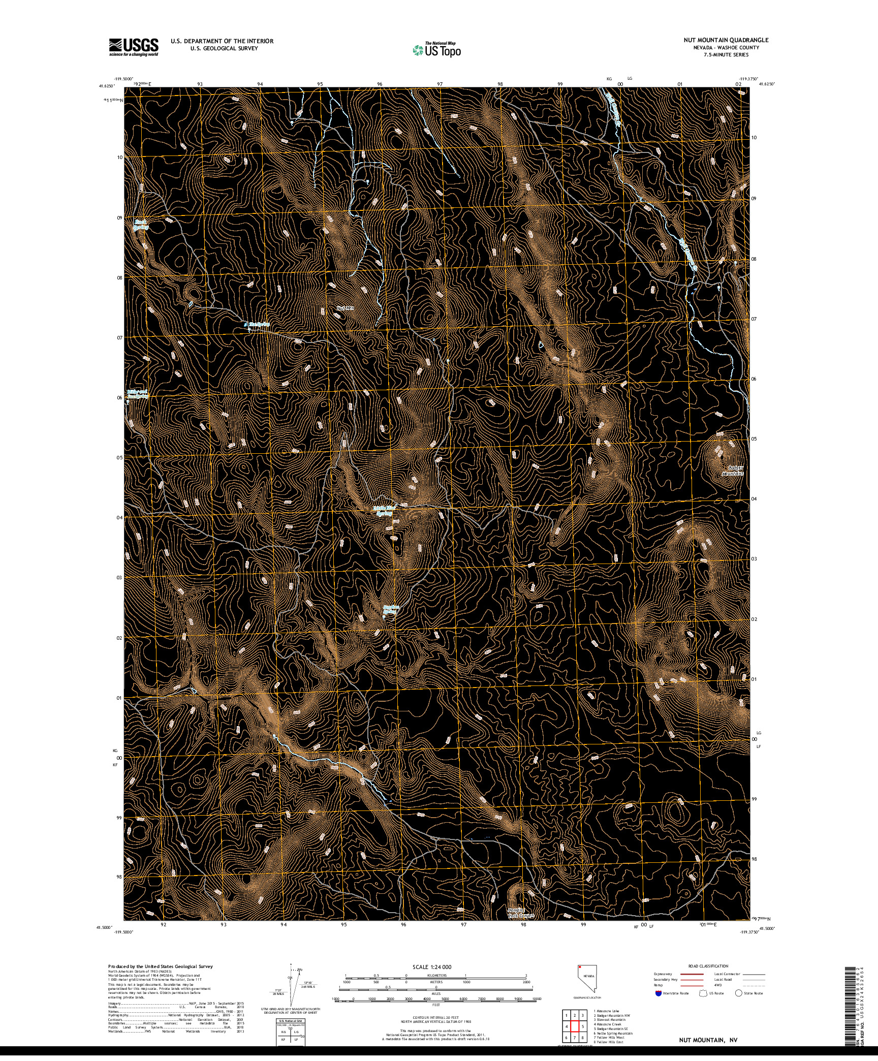 USGS US TOPO 7.5-MINUTE MAP FOR NUT MOUNTAIN, NV 2018