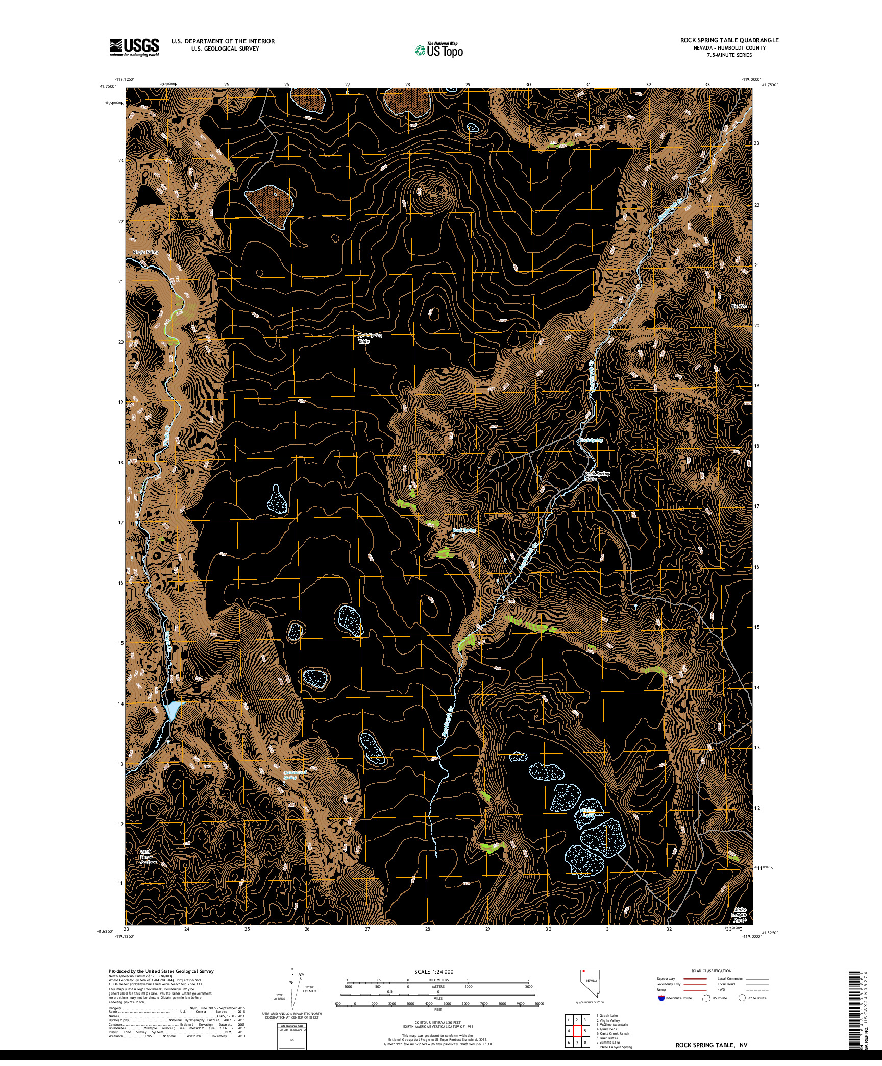 USGS US TOPO 7.5-MINUTE MAP FOR ROCK SPRING TABLE, NV 2018