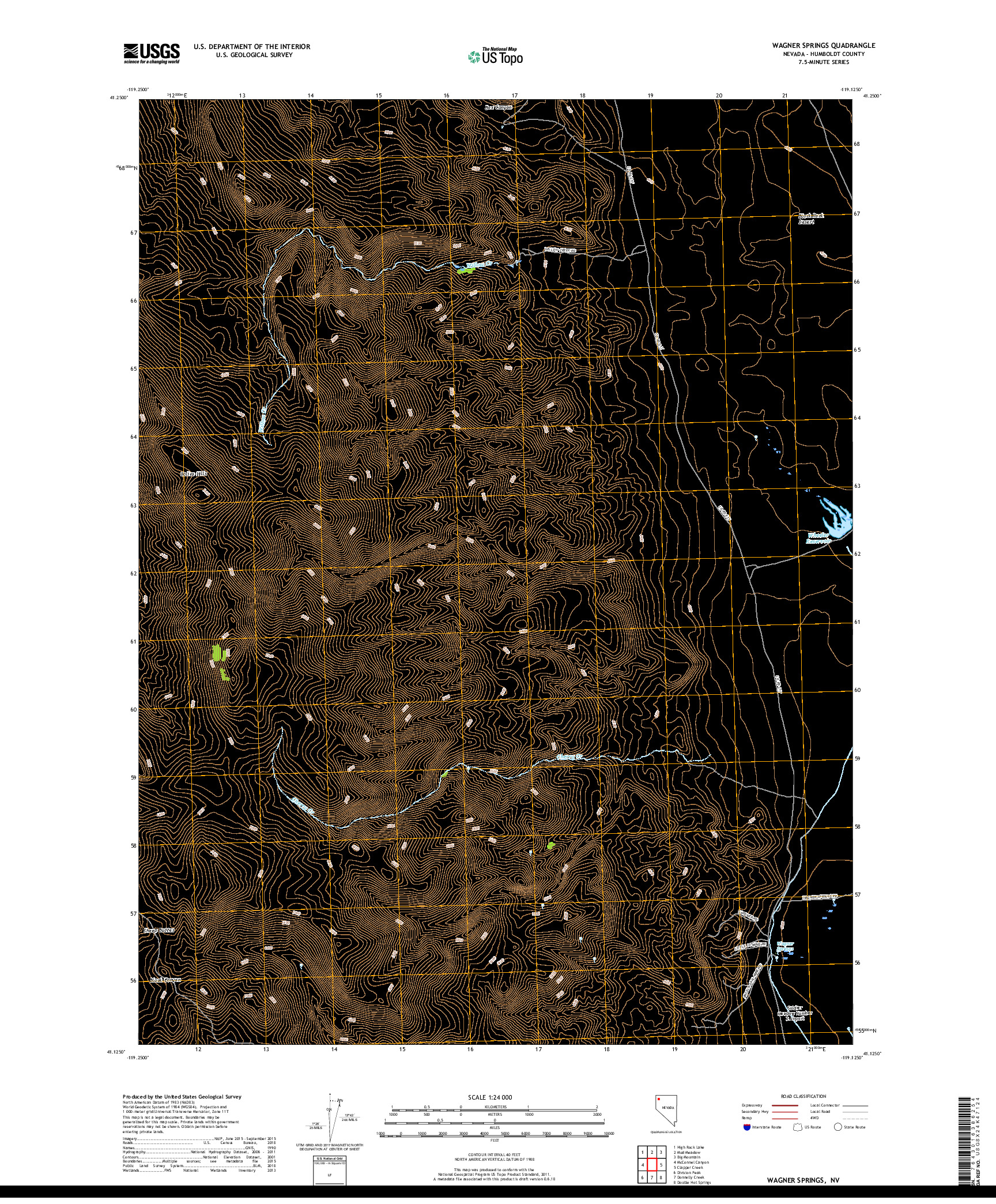 USGS US TOPO 7.5-MINUTE MAP FOR WAGNER SPRINGS, NV 2018