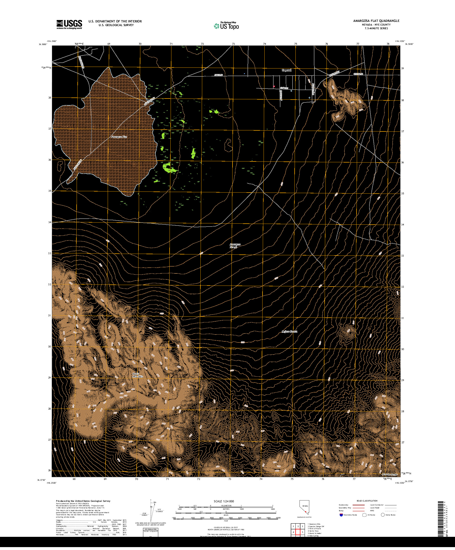 USGS US TOPO 7.5-MINUTE MAP FOR AMARGOSA FLAT, NV 2018