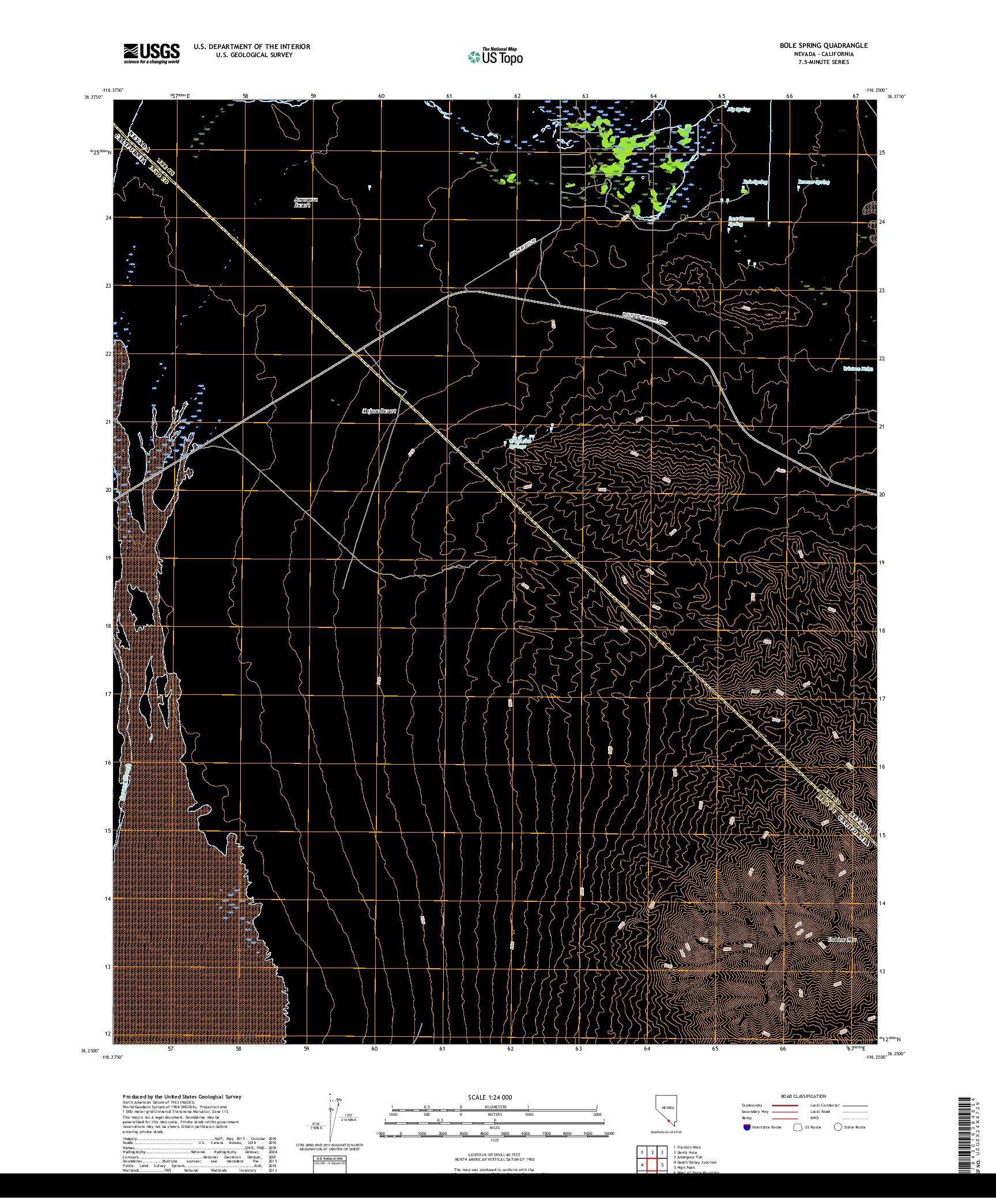 USGS US TOPO 7.5-MINUTE MAP FOR BOLE SPRING, NV,CA 2018