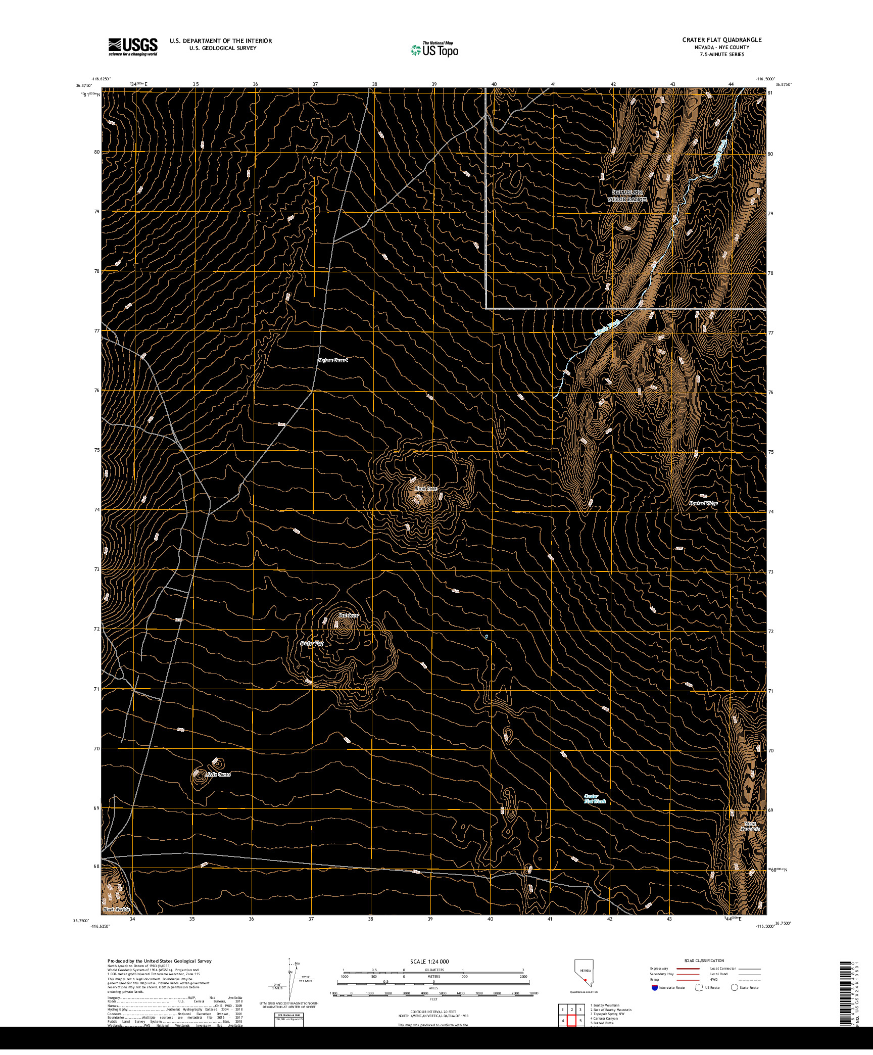 USGS US TOPO 7.5-MINUTE MAP FOR CRATER FLAT, NV 2018