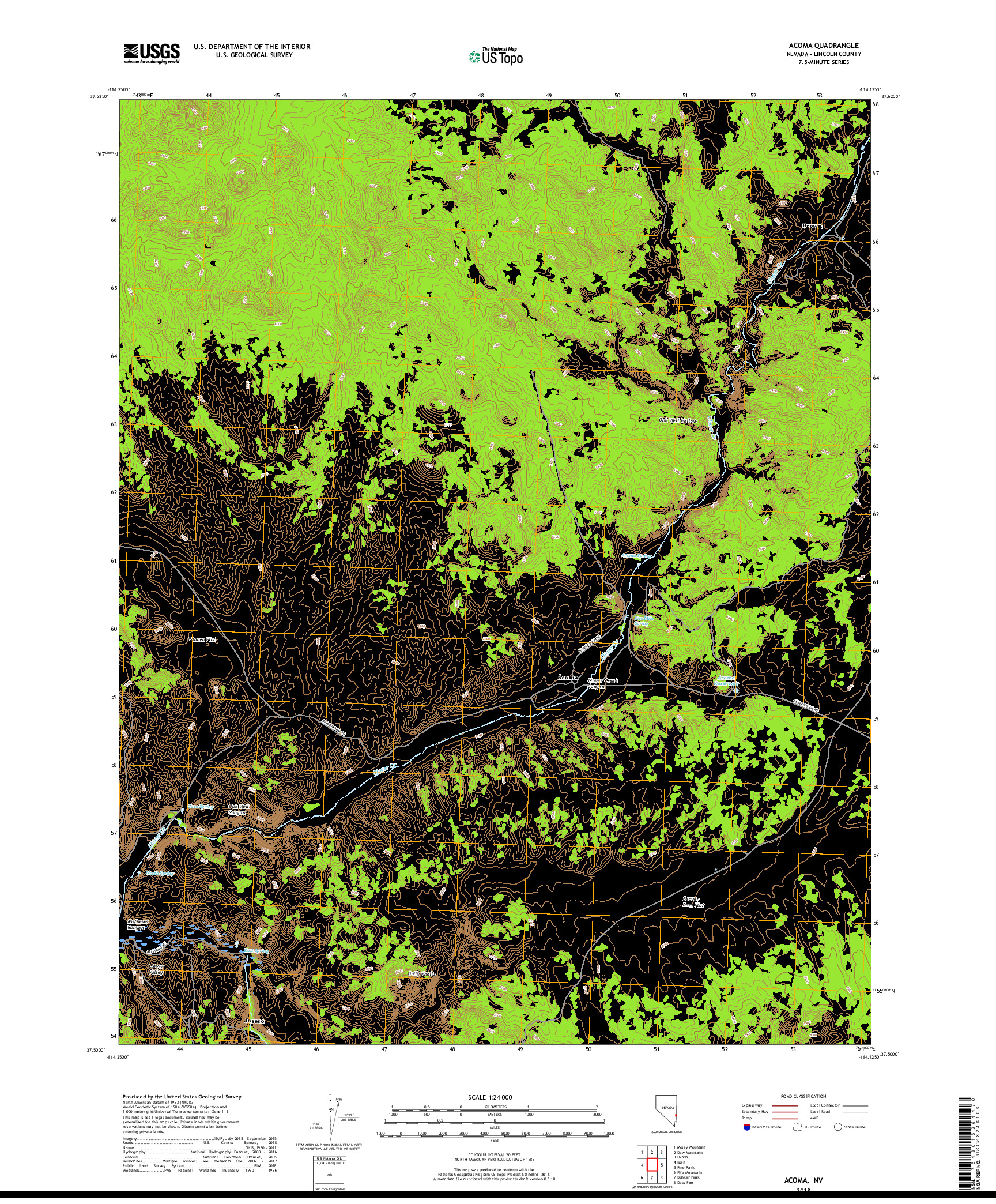 USGS US TOPO 7.5-MINUTE MAP FOR ACOMA, NV 2018