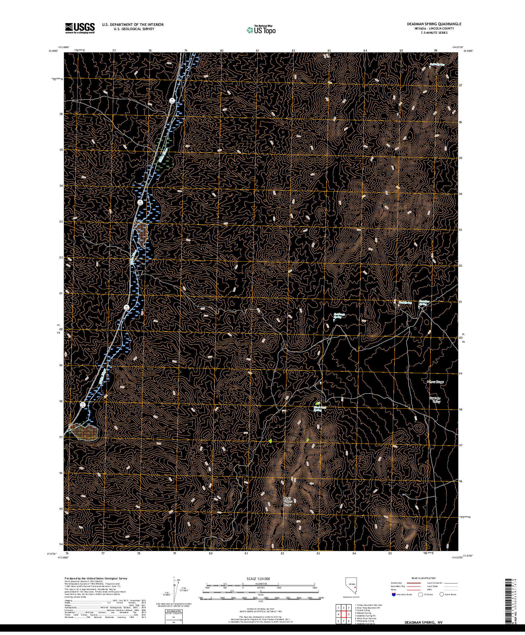 USGS US TOPO 7.5-MINUTE MAP FOR DEADMAN SPRING, NV 2018