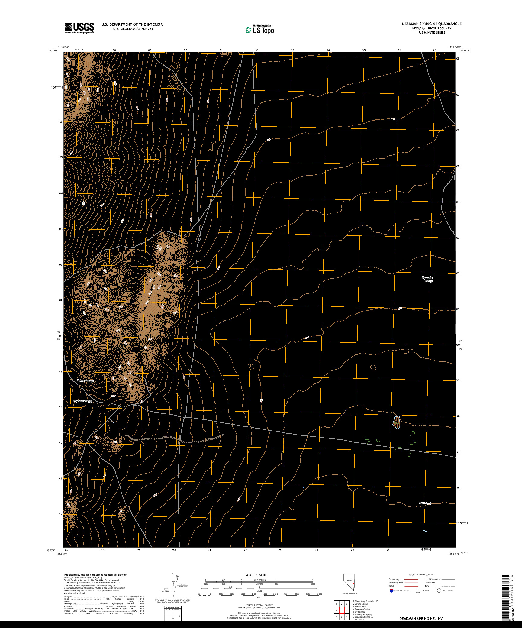 USGS US TOPO 7.5-MINUTE MAP FOR DEADMAN SPRING NE, NV 2018