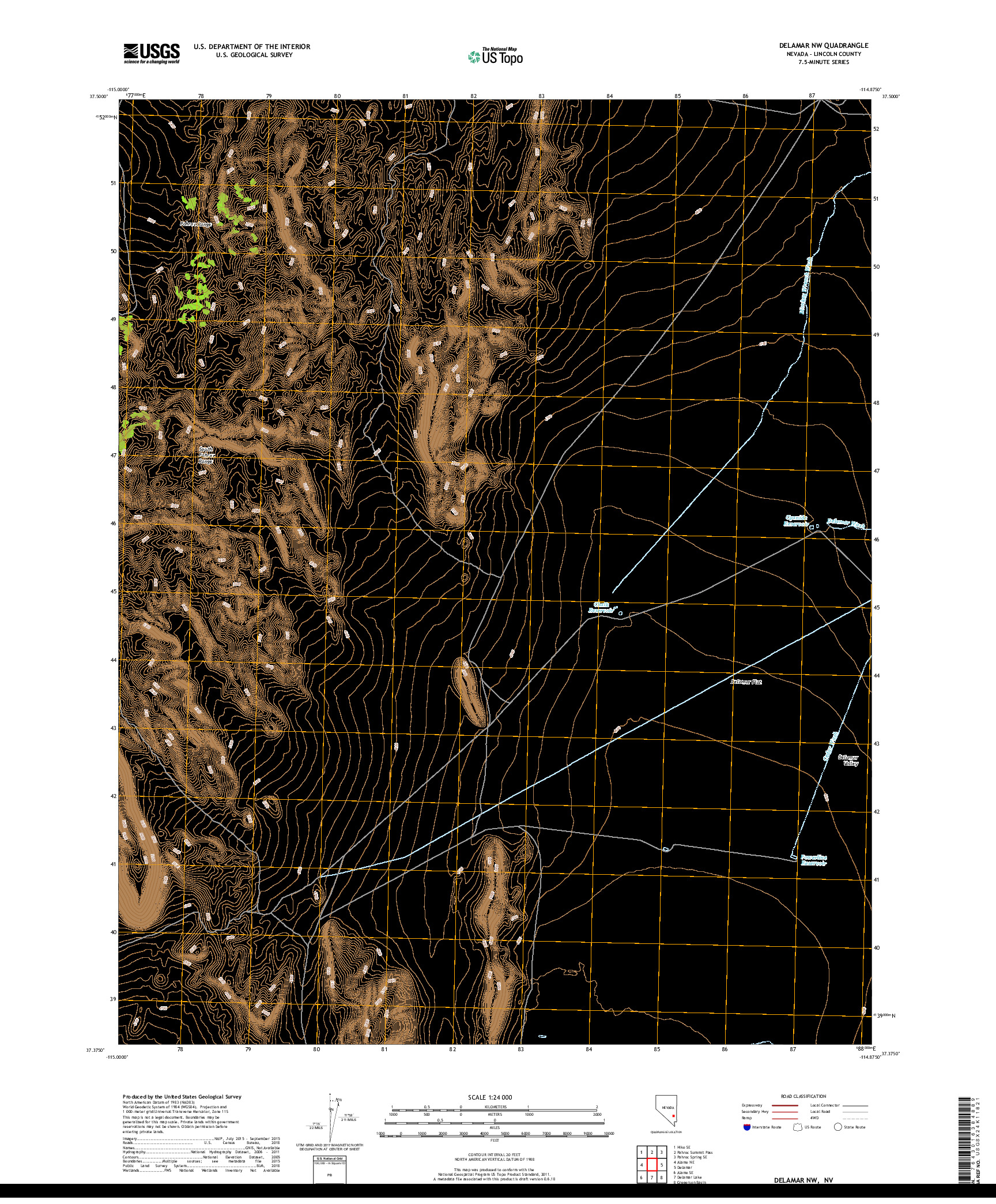 USGS US TOPO 7.5-MINUTE MAP FOR DELAMAR NW, NV 2018