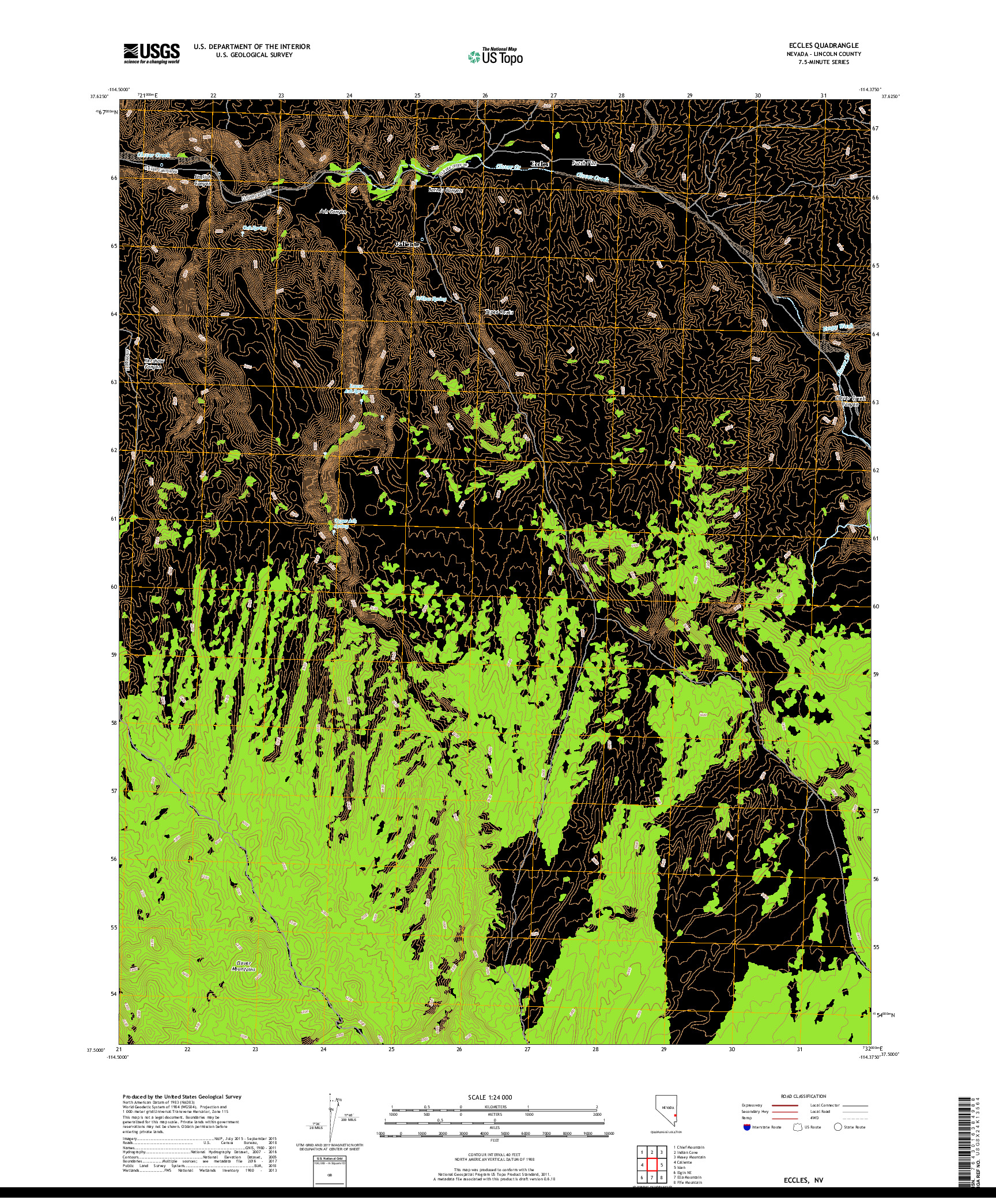 USGS US TOPO 7.5-MINUTE MAP FOR ECCLES, NV 2018