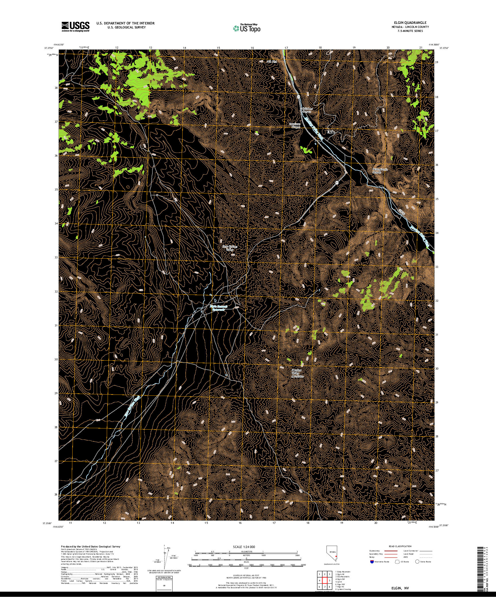 USGS US TOPO 7.5-MINUTE MAP FOR ELGIN, NV 2018