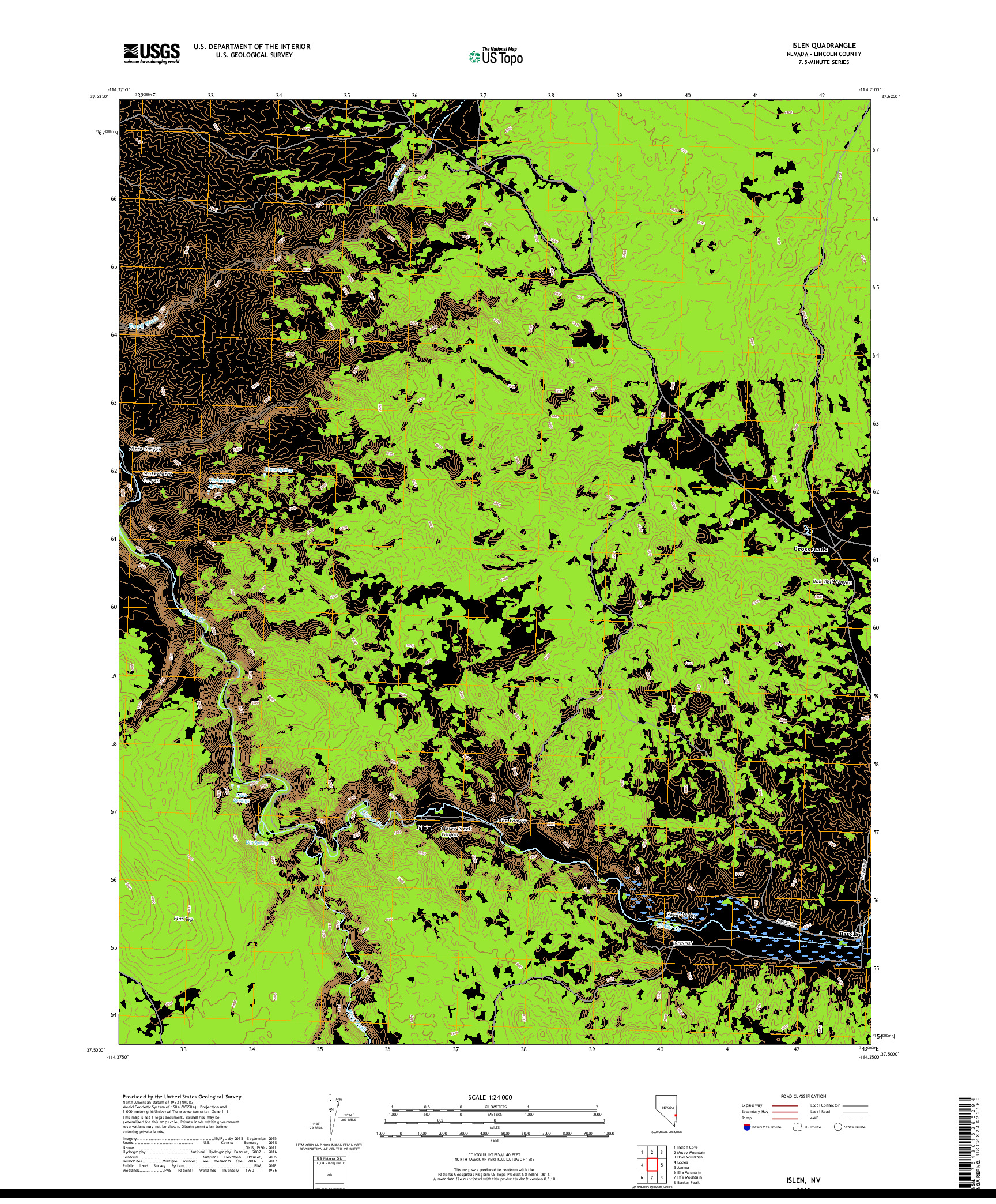 USGS US TOPO 7.5-MINUTE MAP FOR ISLEN, NV 2018