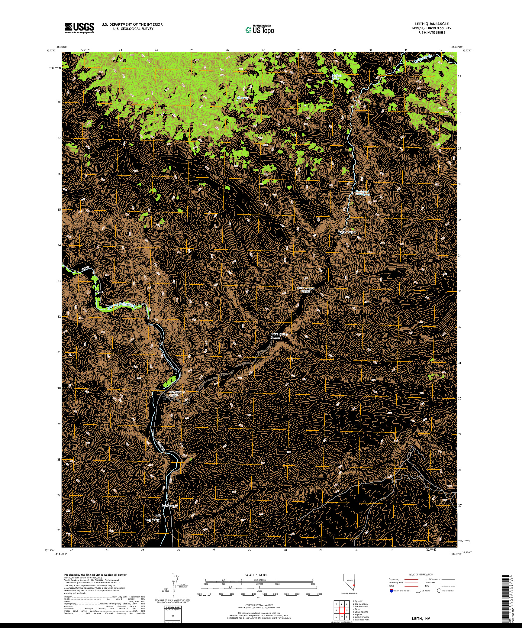 USGS US TOPO 7.5-MINUTE MAP FOR LEITH, NV 2018