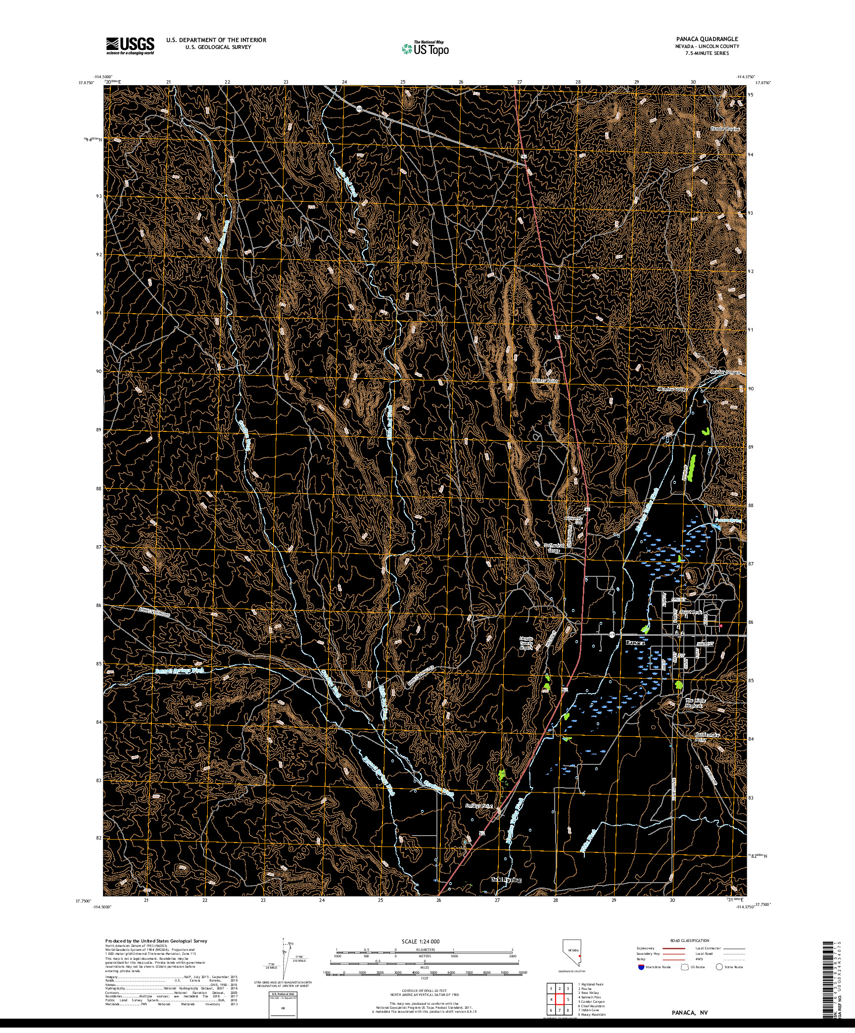 USGS US TOPO 7.5-MINUTE MAP FOR PANACA, NV 2018