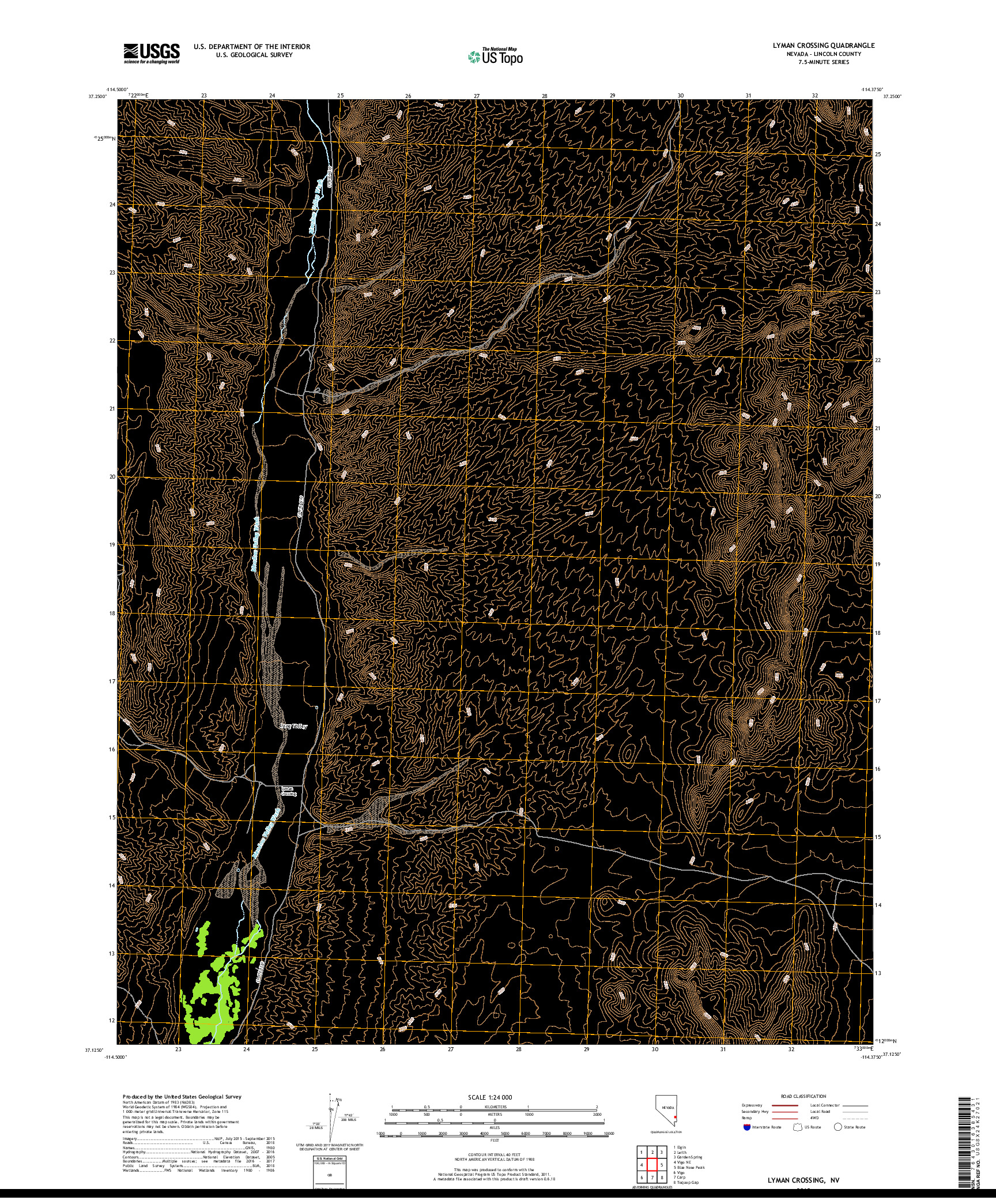 USGS US TOPO 7.5-MINUTE MAP FOR LYMAN CROSSING, NV 2018