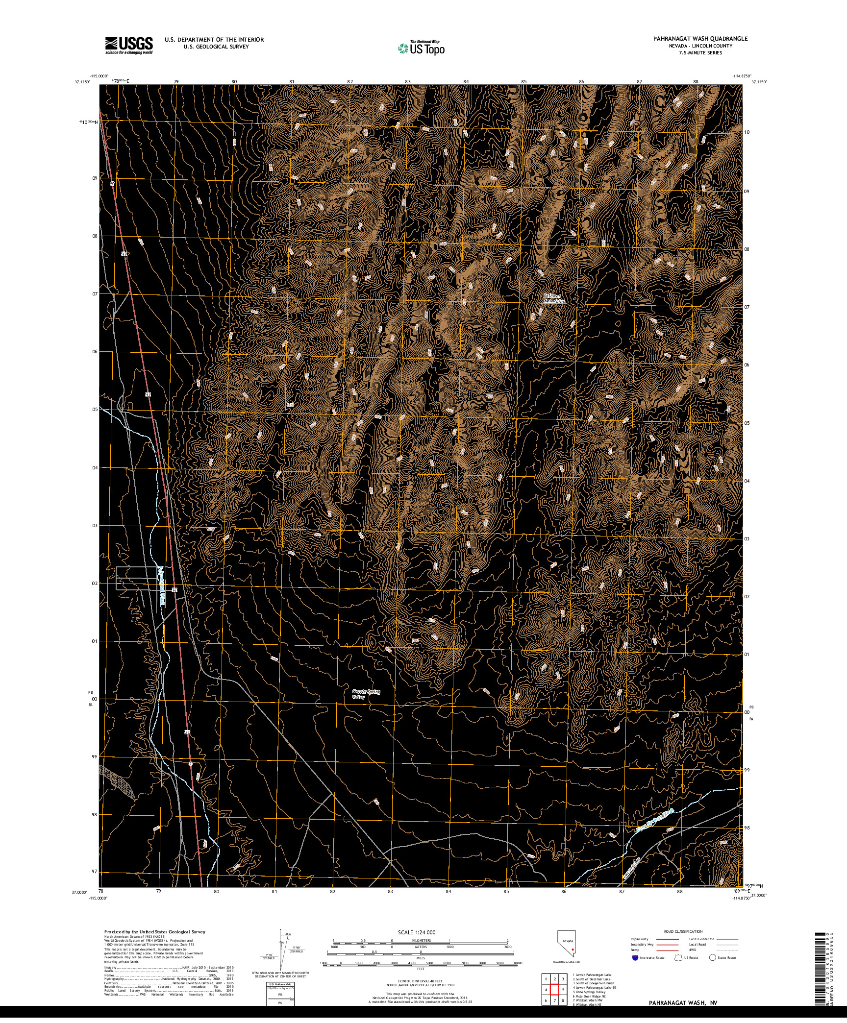 USGS US TOPO 7.5-MINUTE MAP FOR PAHRANAGAT WASH, NV 2018