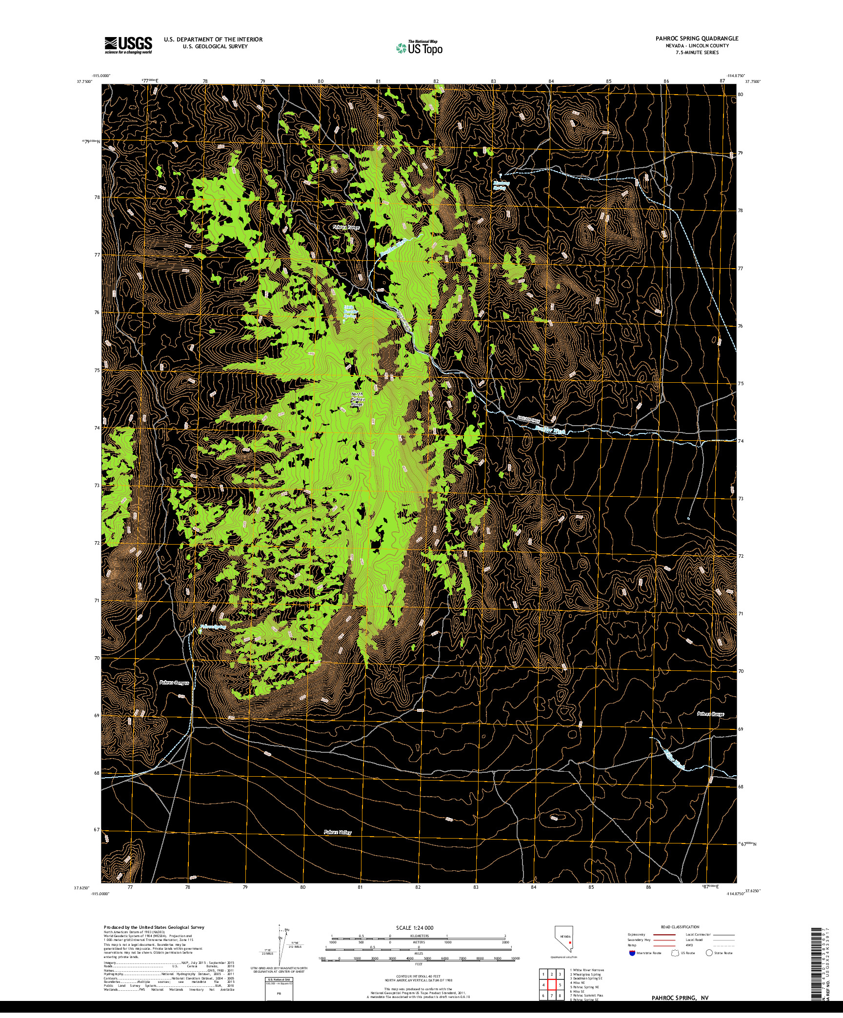 USGS US TOPO 7.5-MINUTE MAP FOR PAHROC SPRING, NV 2018