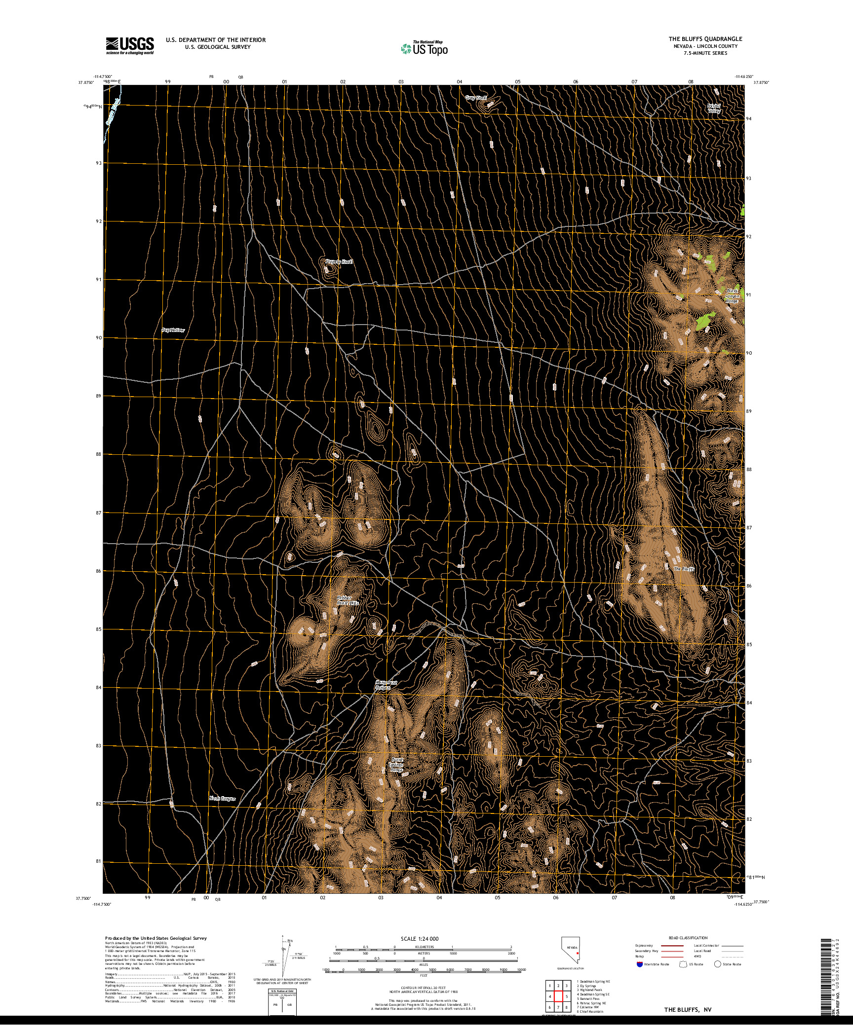 USGS US TOPO 7.5-MINUTE MAP FOR THE BLUFFS, NV 2018