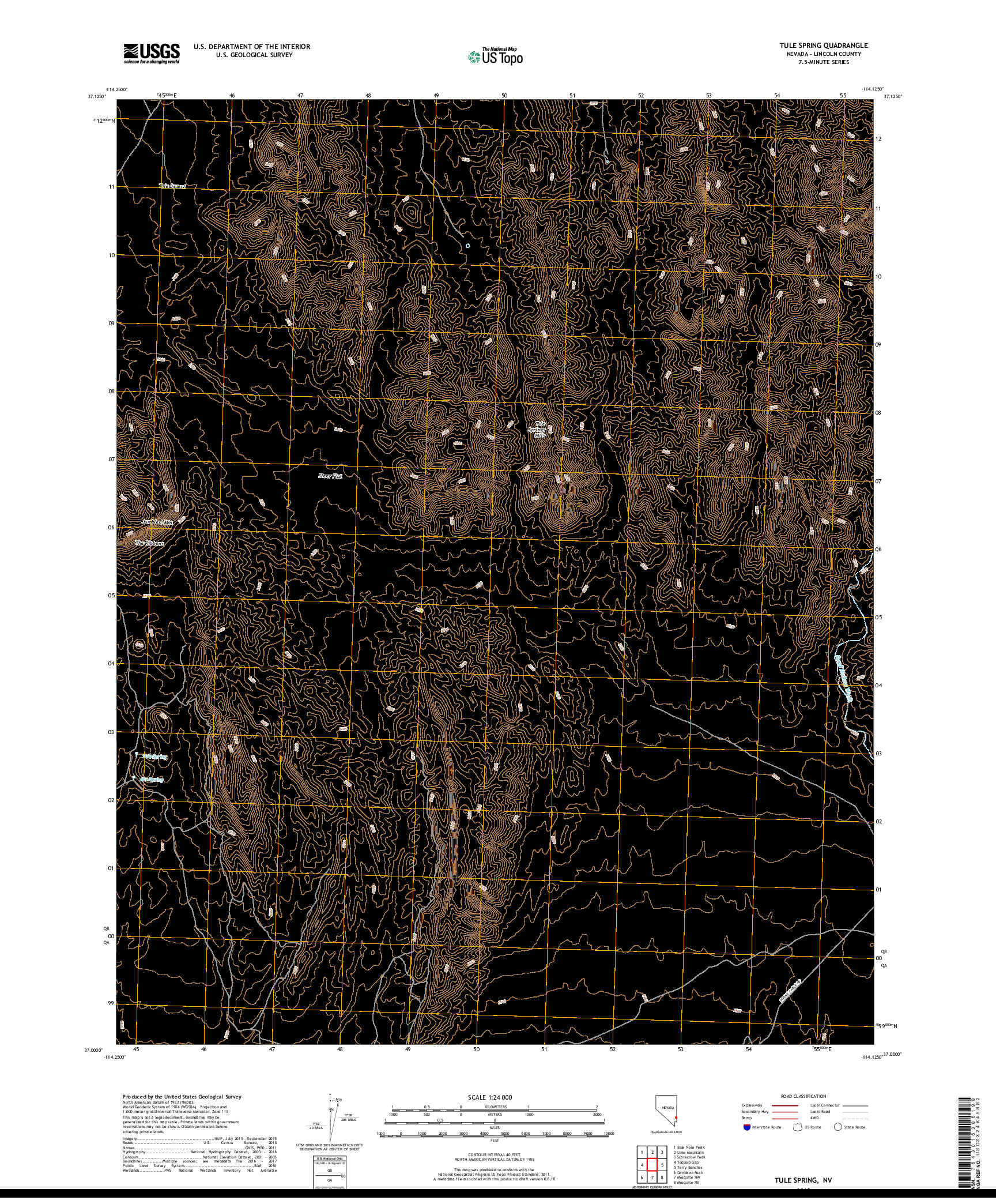 USGS US TOPO 7.5-MINUTE MAP FOR TULE SPRING, NV 2018