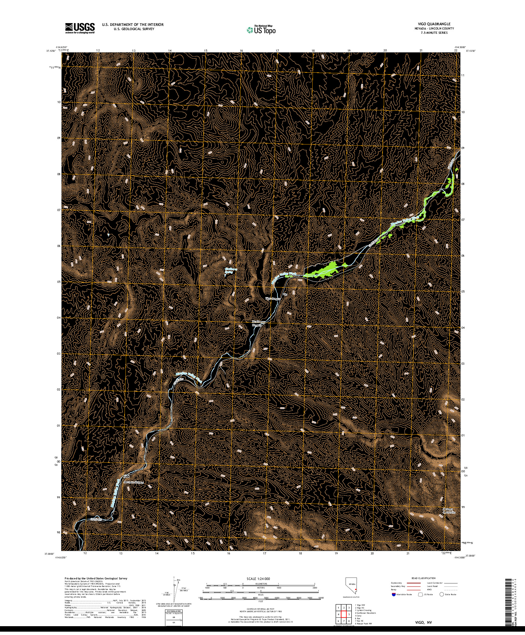 USGS US TOPO 7.5-MINUTE MAP FOR VIGO, NV 2018