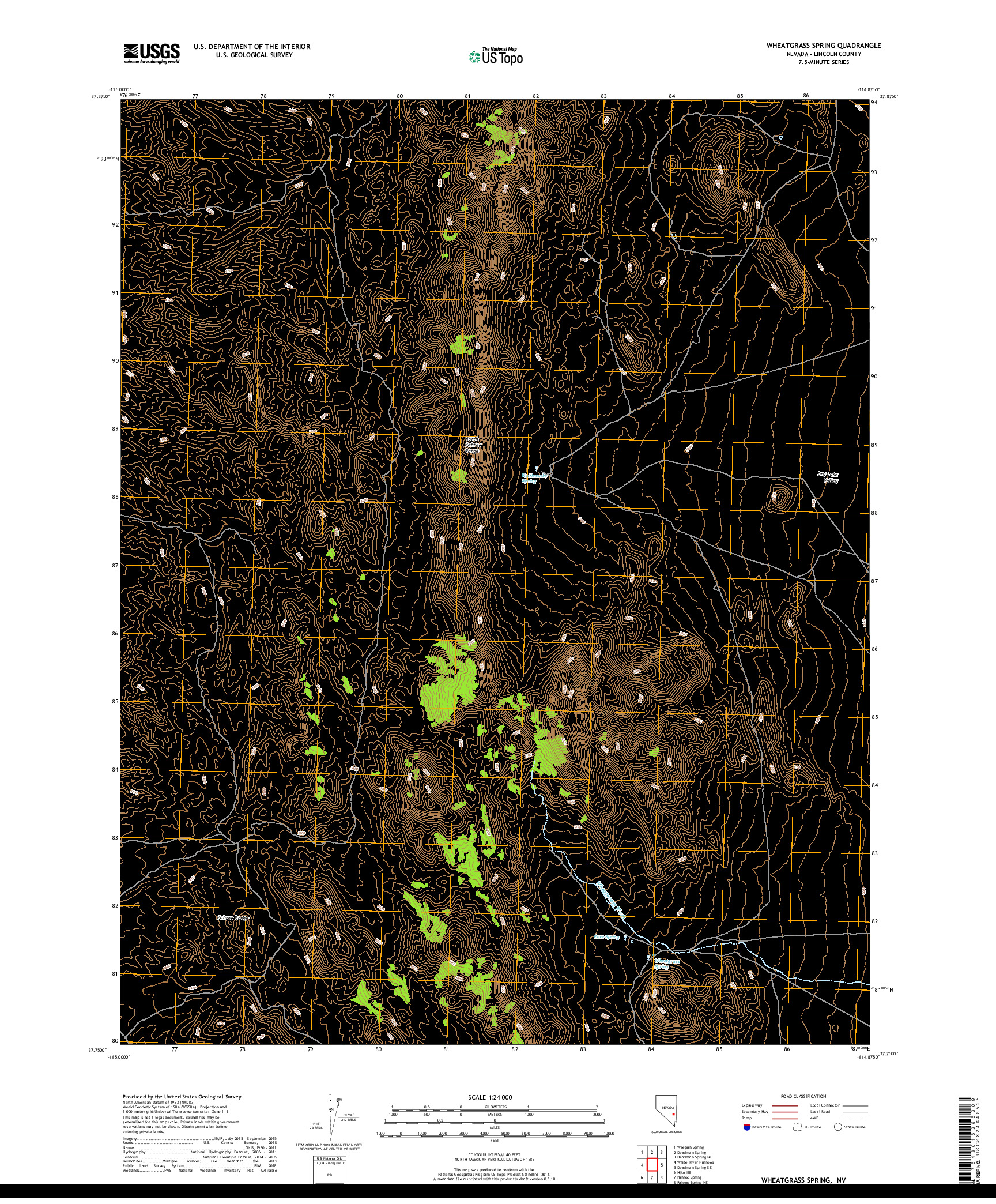 USGS US TOPO 7.5-MINUTE MAP FOR WHEATGRASS SPRING, NV 2018