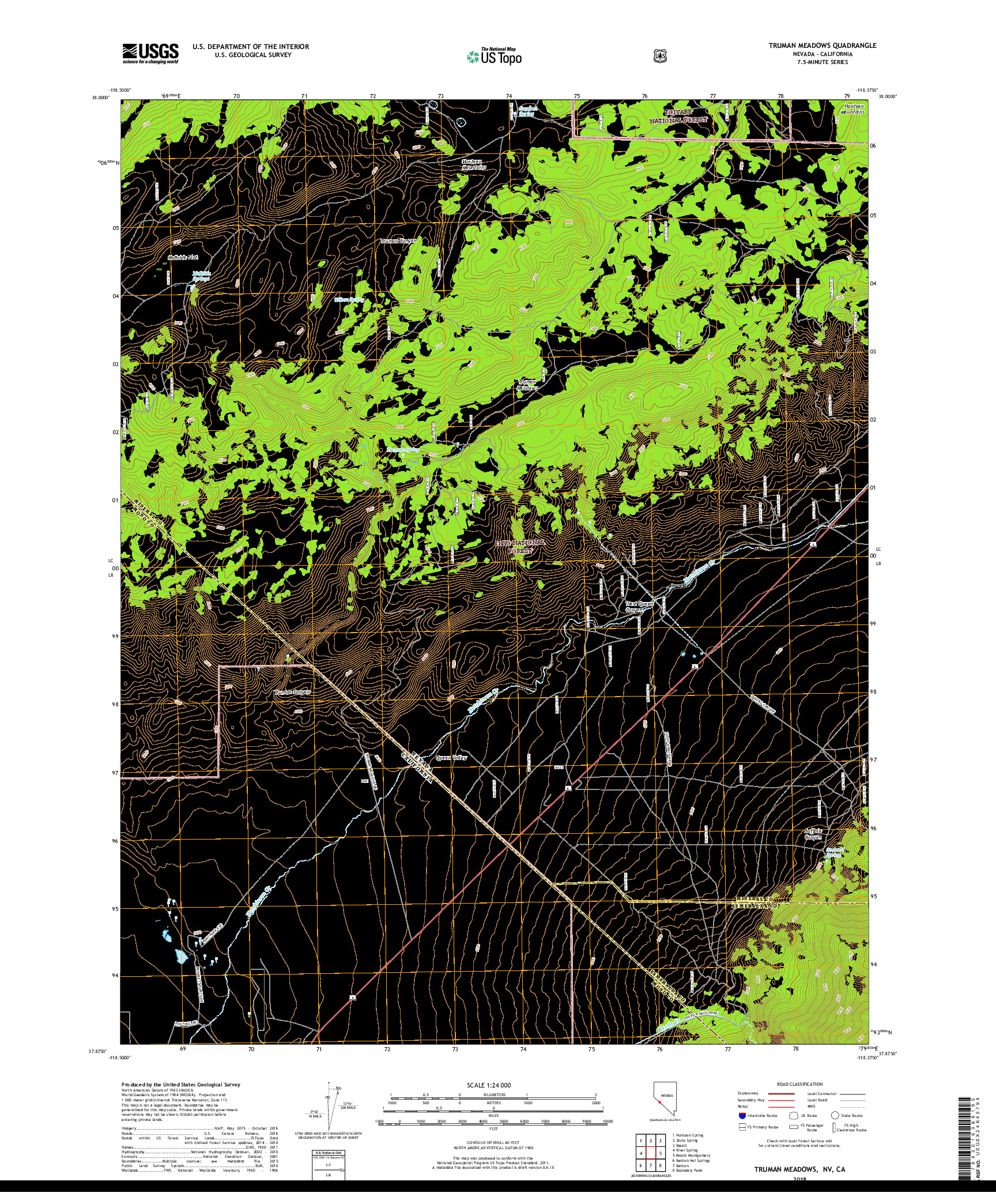 USGS US TOPO 7.5-MINUTE MAP FOR TRUMAN MEADOWS, NV,CA 2018