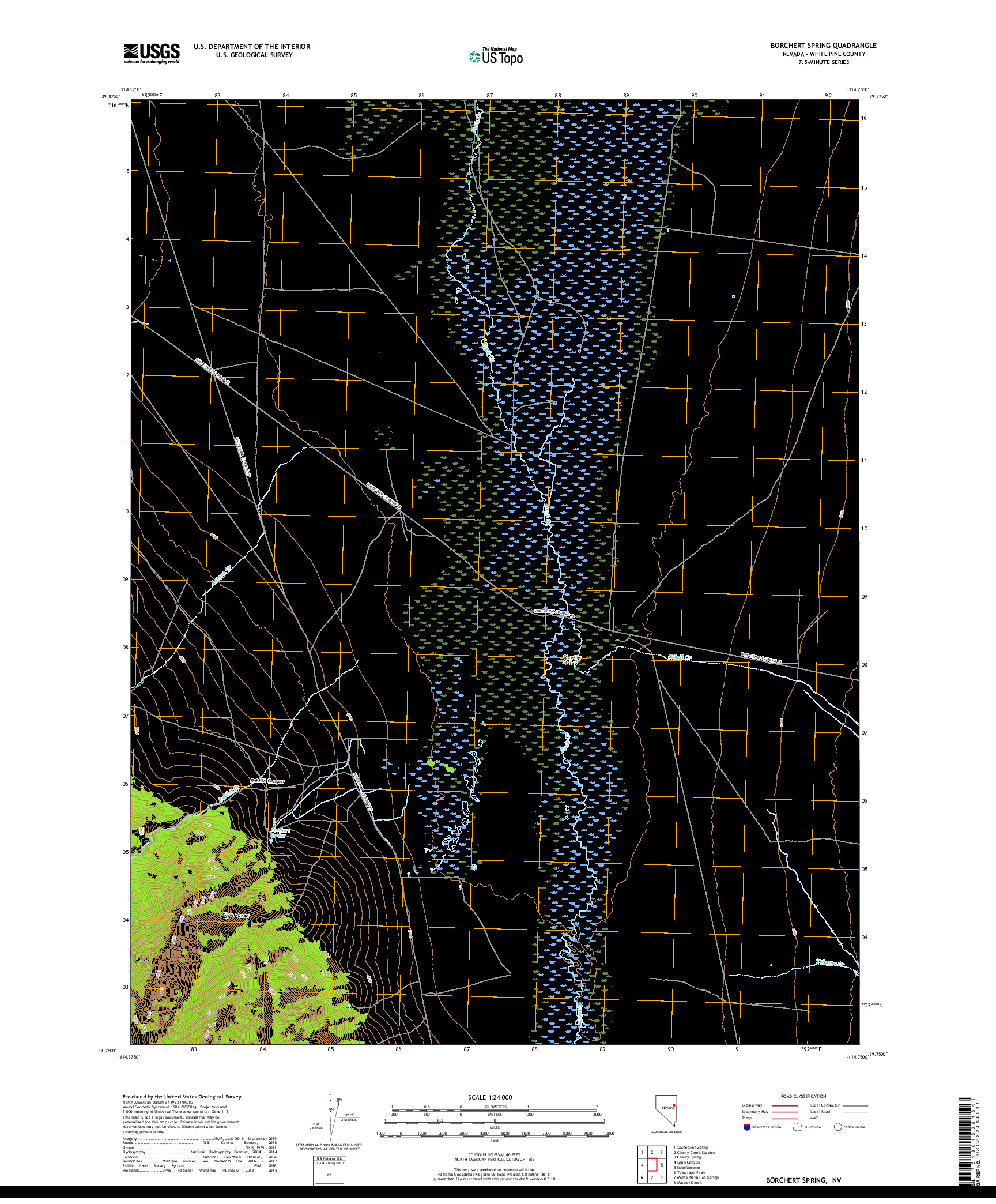 USGS US TOPO 7.5-MINUTE MAP FOR BORCHERT SPRING, NV 2018