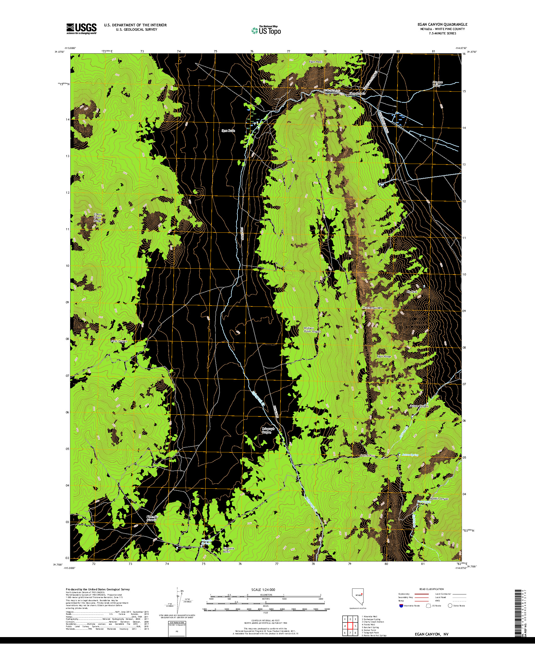 USGS US TOPO 7.5-MINUTE MAP FOR EGAN CANYON, NV 2018