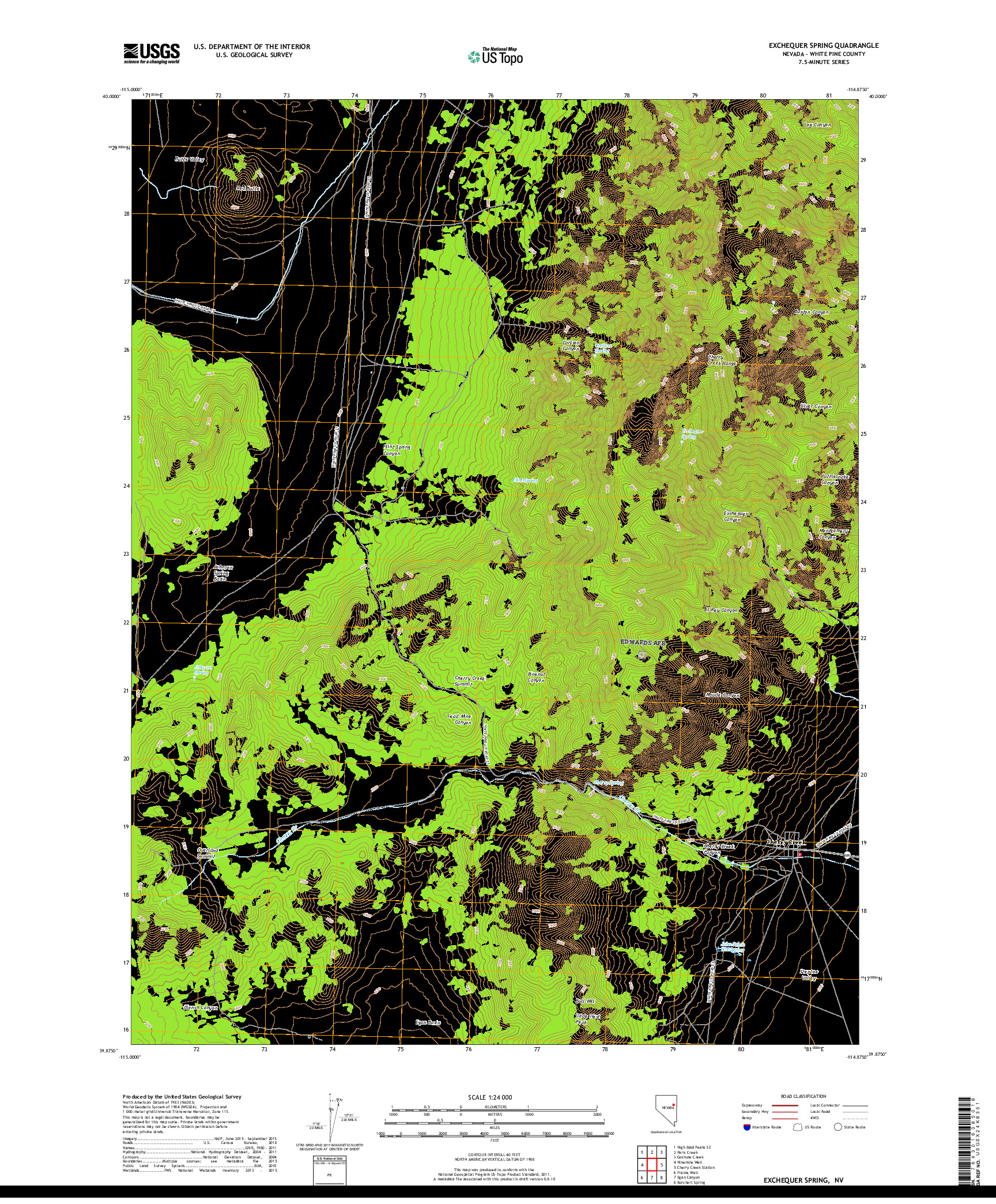 USGS US TOPO 7.5-MINUTE MAP FOR EXCHEQUER SPRING, NV 2018