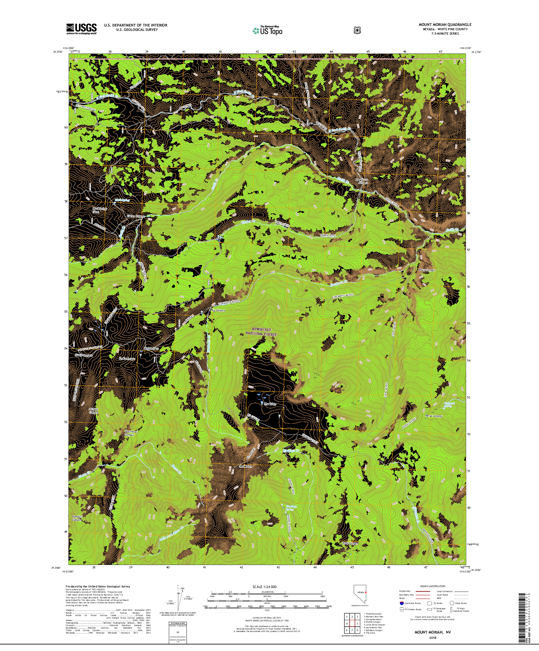 USGS US TOPO 7.5-MINUTE MAP FOR MOUNT MORIAH, NV 2018