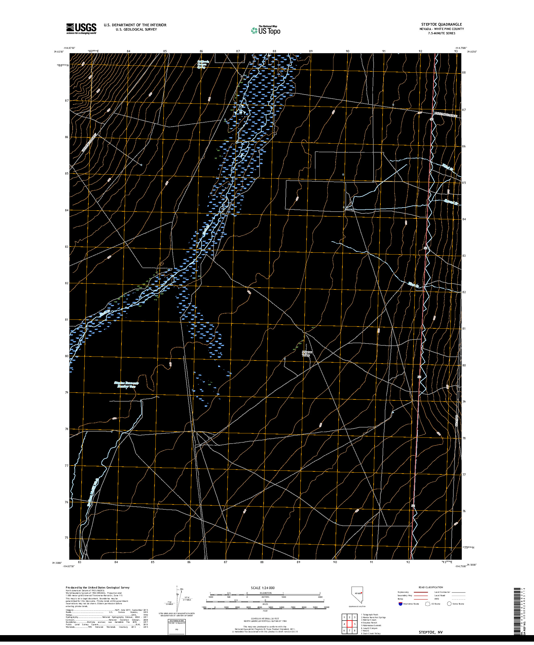 USGS US TOPO 7.5-MINUTE MAP FOR STEPTOE, NV 2018