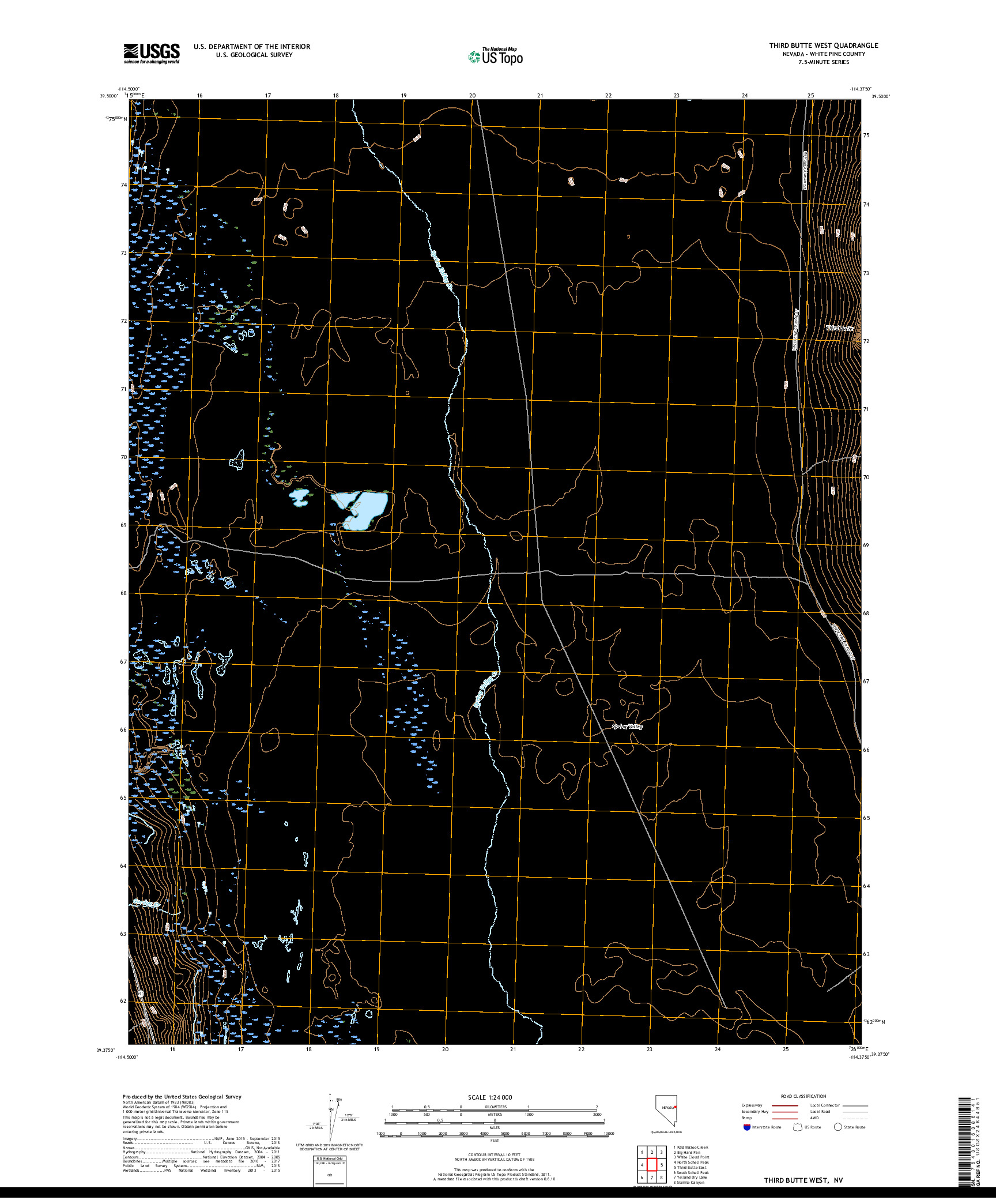 USGS US TOPO 7.5-MINUTE MAP FOR THIRD BUTTE WEST, NV 2018