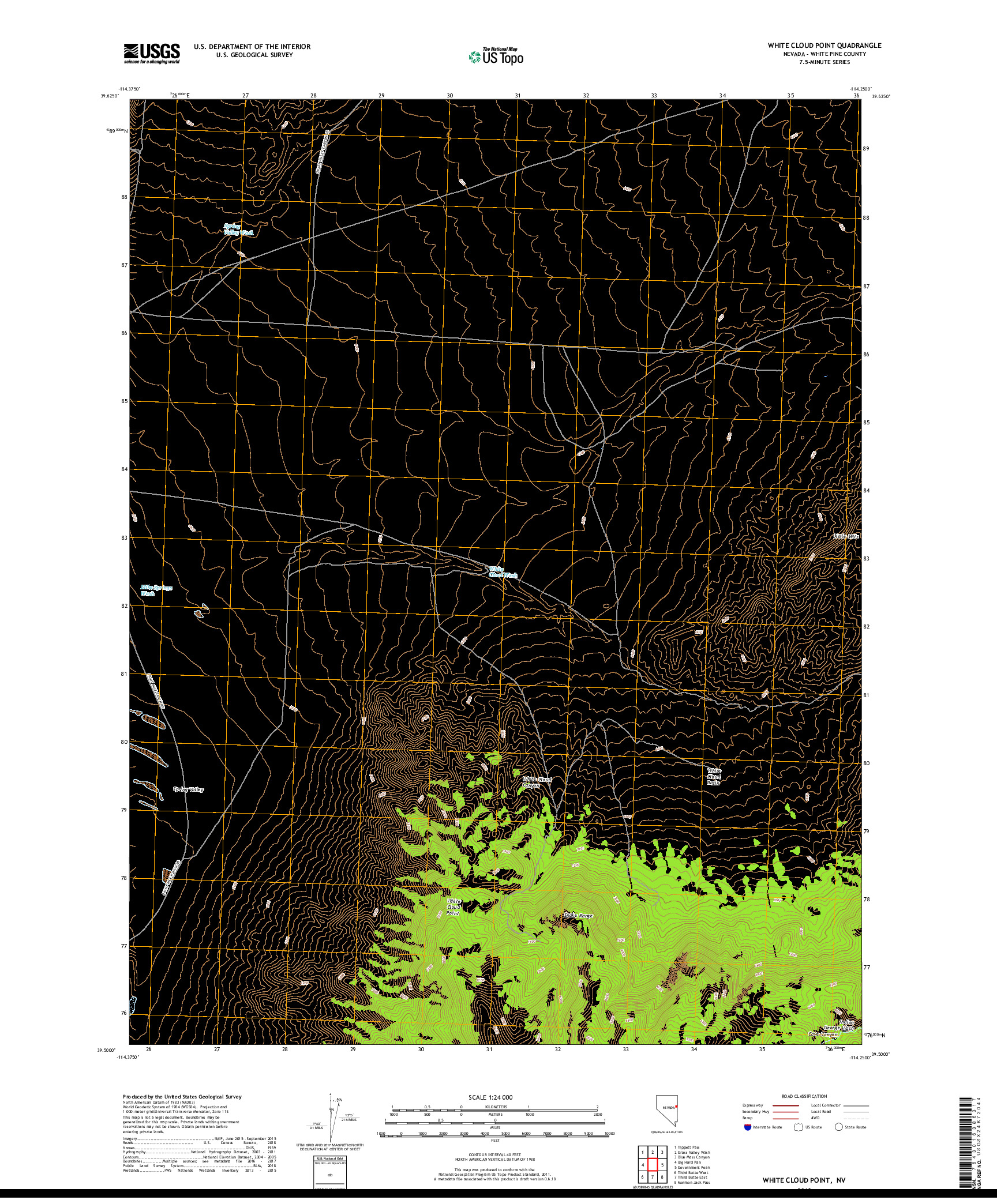 USGS US TOPO 7.5-MINUTE MAP FOR WHITE CLOUD POINT, NV 2018