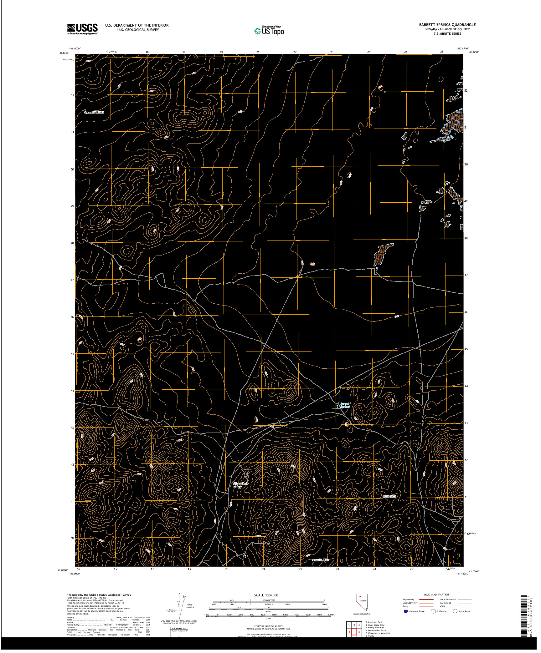 USGS US TOPO 7.5-MINUTE MAP FOR BARRETT SPRINGS, NV 2018