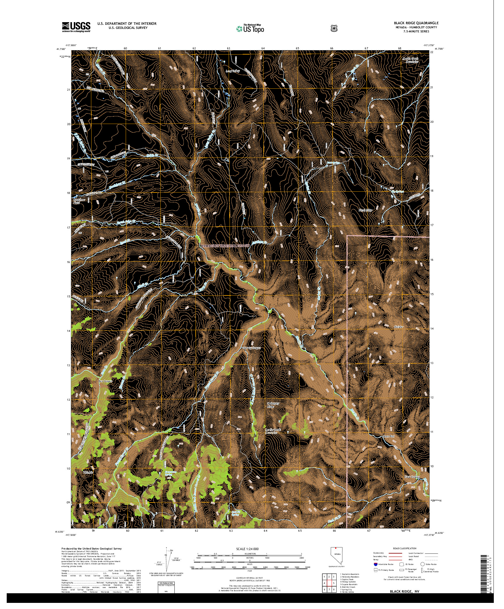 USGS US TOPO 7.5-MINUTE MAP FOR BLACK RIDGE, NV 2018