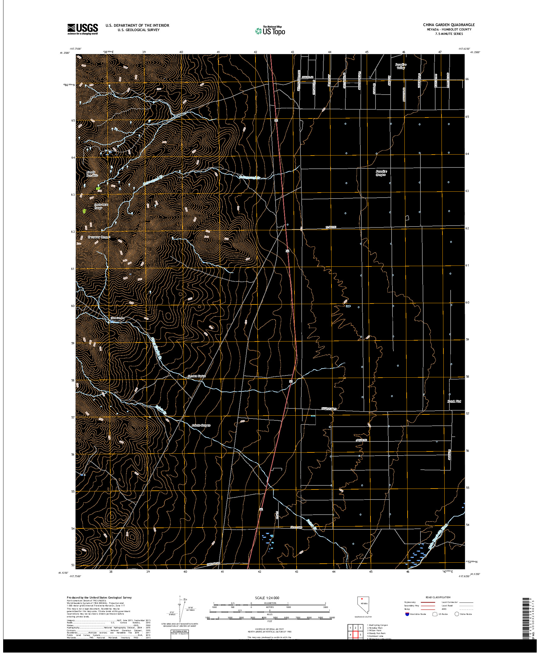 USGS US TOPO 7.5-MINUTE MAP FOR CHINA GARDEN, NV 2018