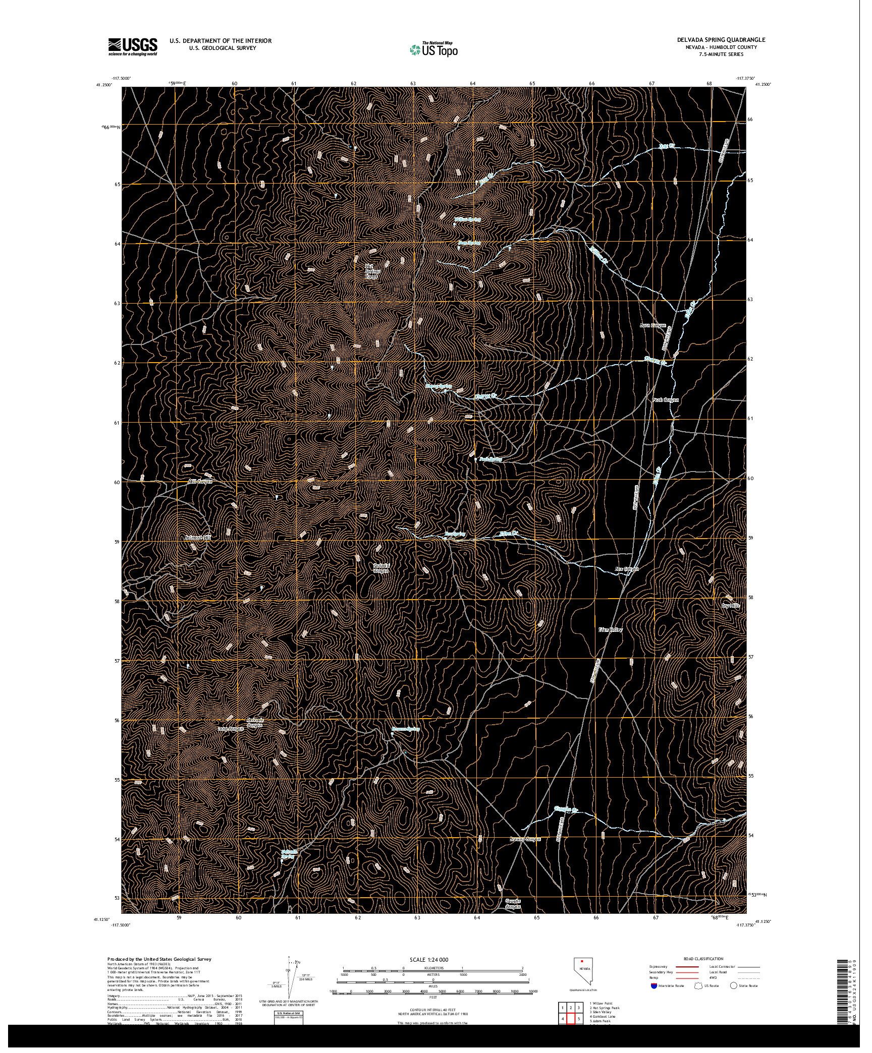 USGS US TOPO 7.5-MINUTE MAP FOR DELVADA SPRING, NV 2018