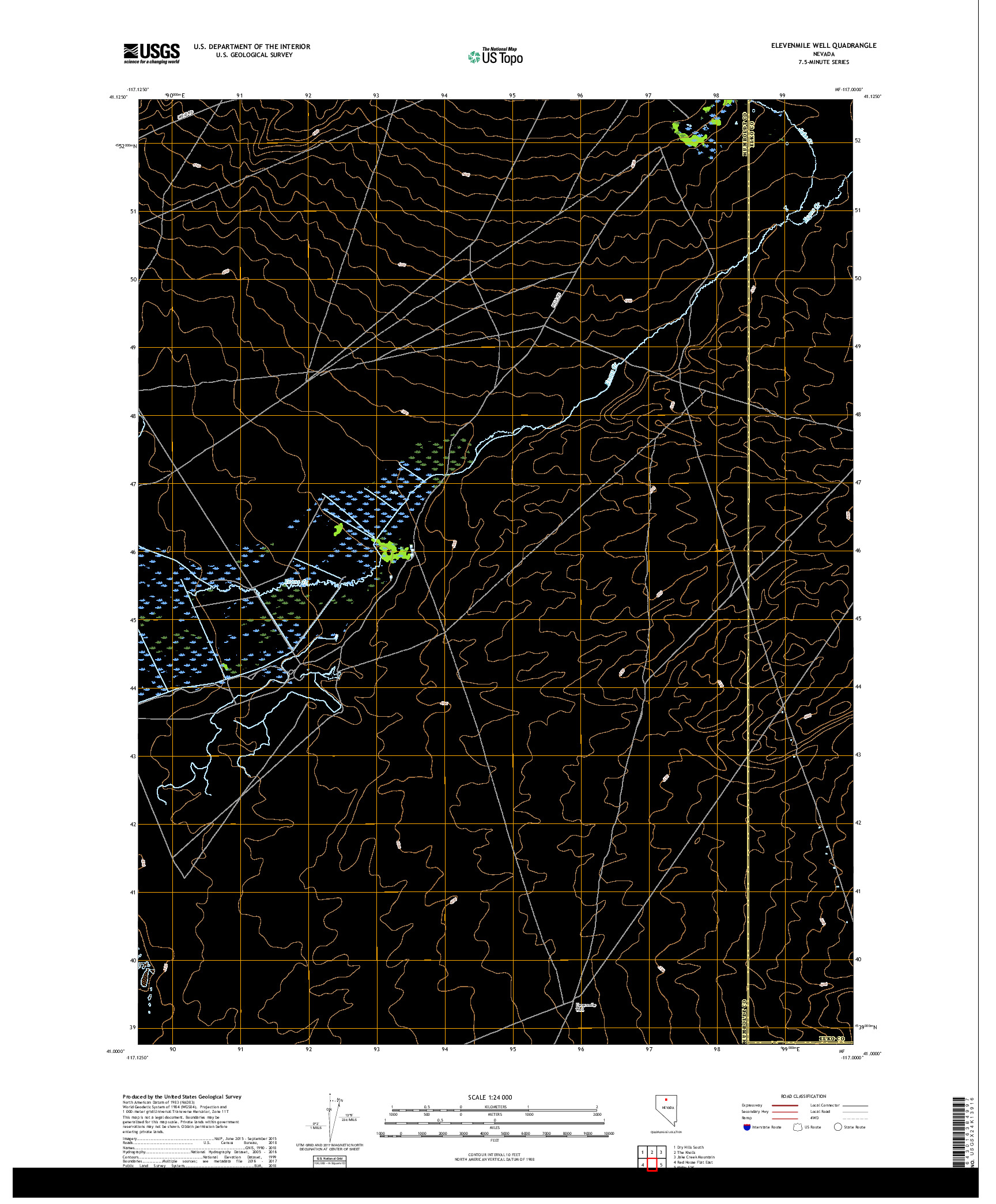 USGS US TOPO 7.5-MINUTE MAP FOR ELEVENMILE WELL, NV 2018