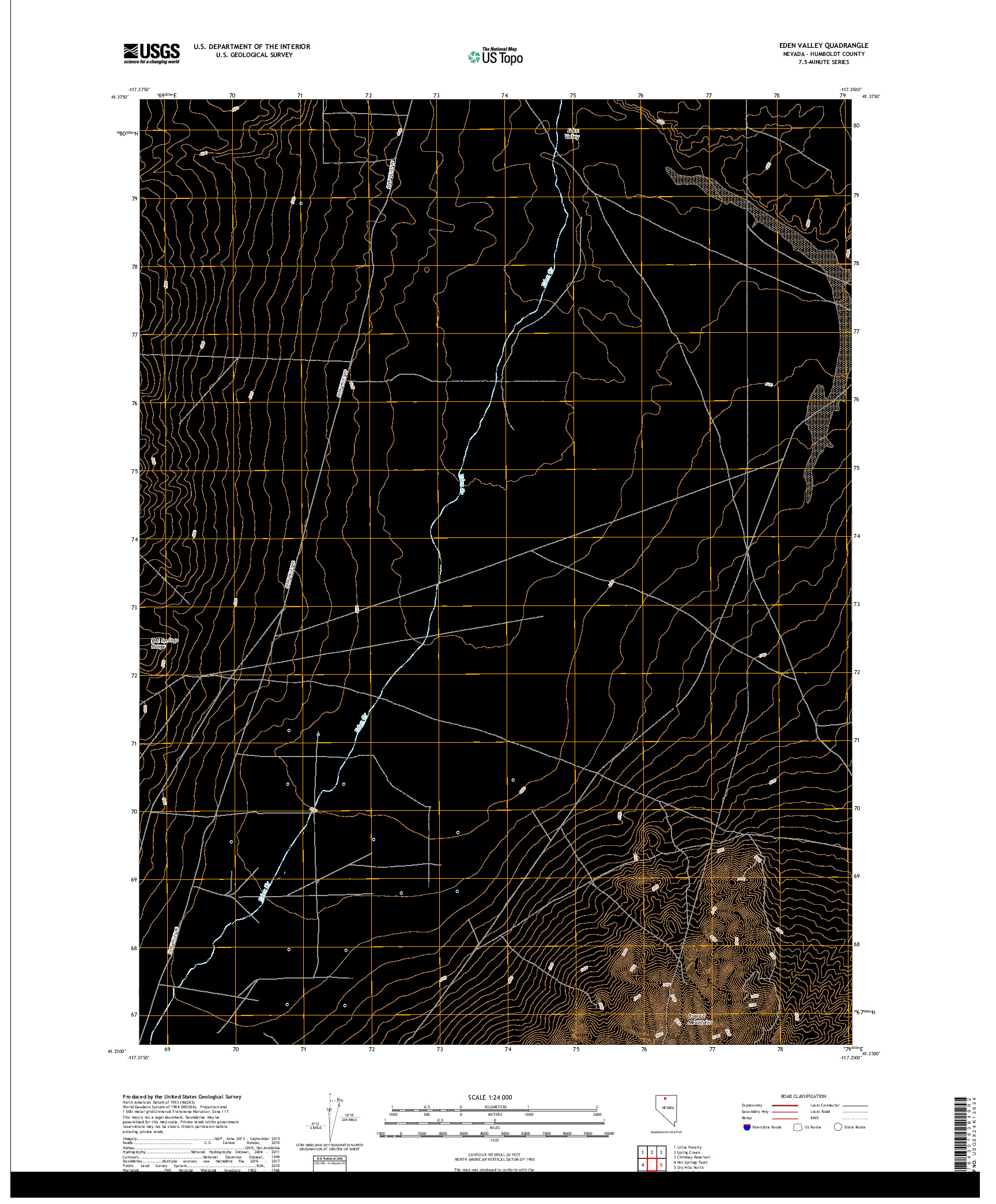 USGS US TOPO 7.5-MINUTE MAP FOR EDEN VALLEY, NV 2018