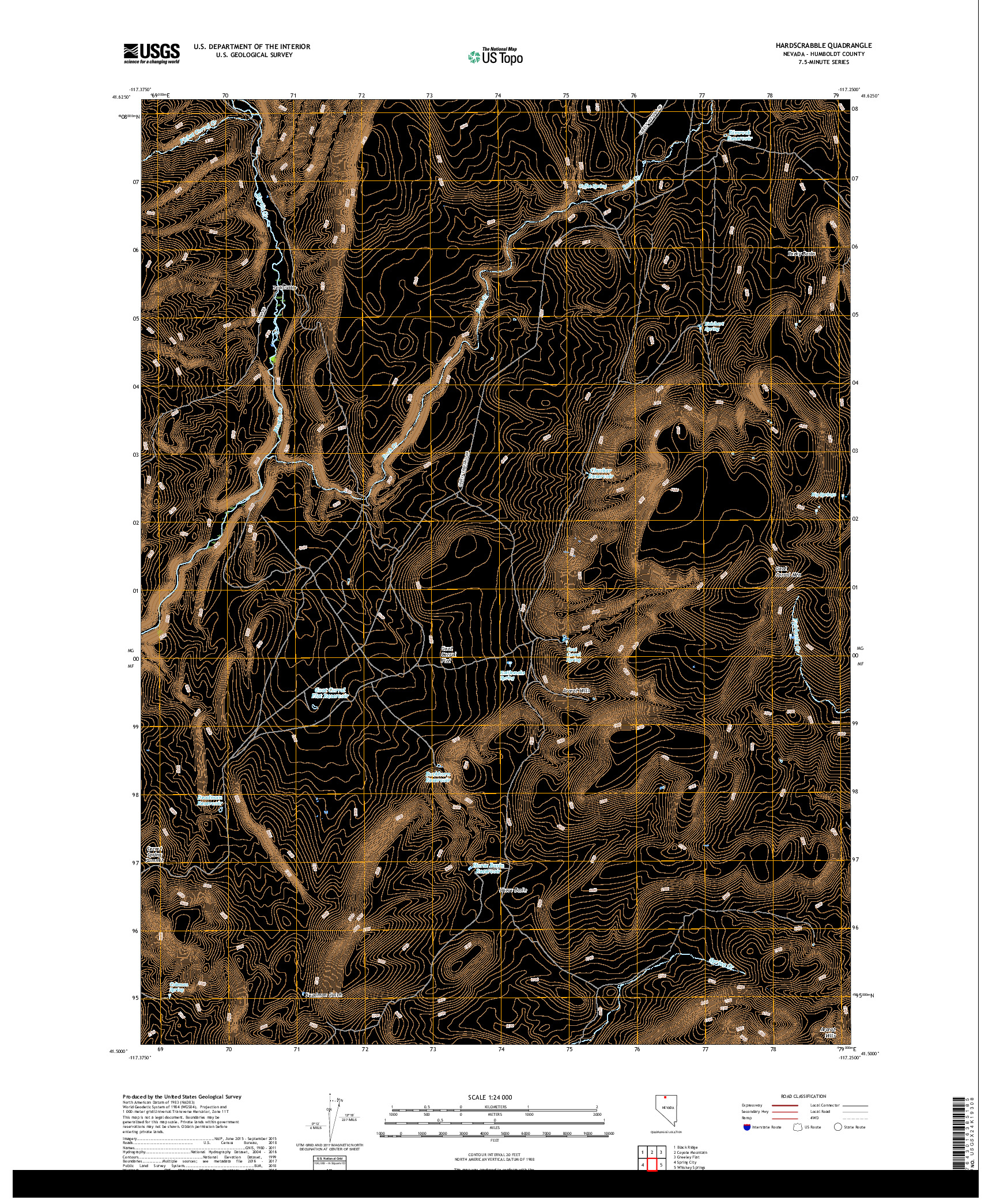USGS US TOPO 7.5-MINUTE MAP FOR HARDSCRABBLE, NV 2018