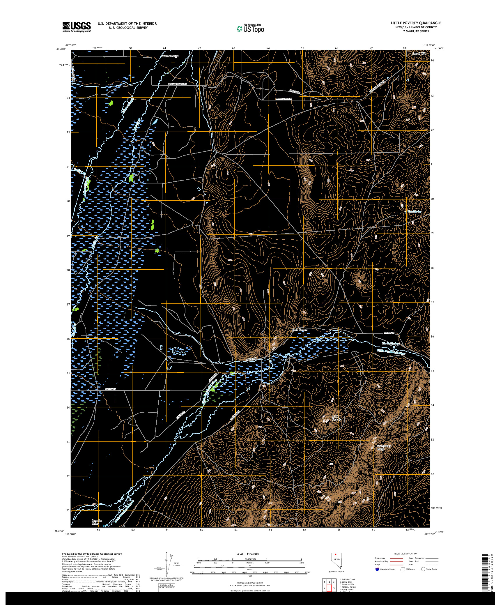 USGS US TOPO 7.5-MINUTE MAP FOR LITTLE POVERTY, NV 2018