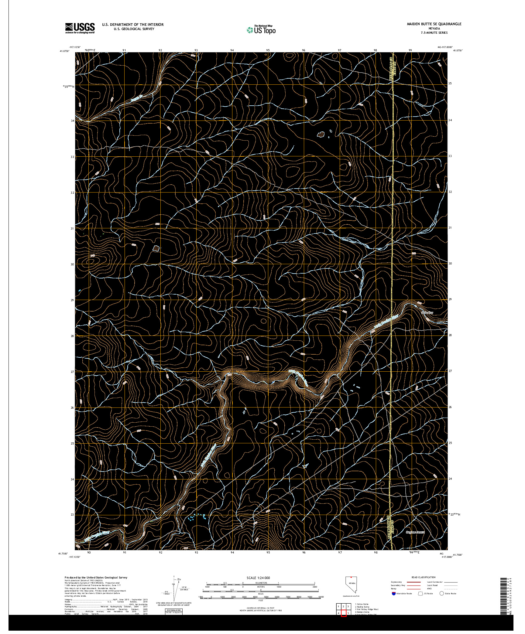 USGS US TOPO 7.5-MINUTE MAP FOR MAIDEN BUTTE SE, NV 2018