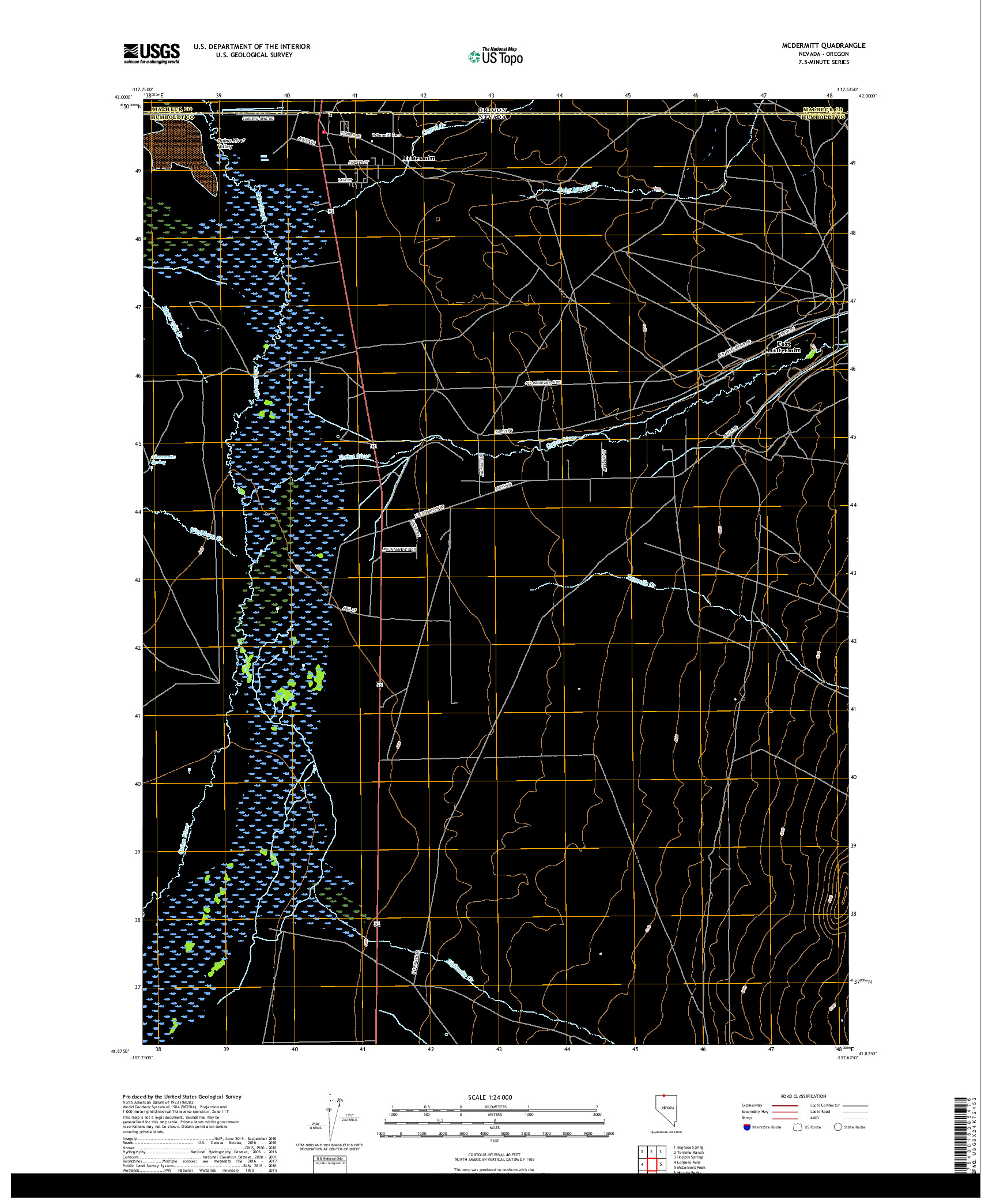 USGS US TOPO 7.5-MINUTE MAP FOR MCDERMITT, NV,OR 2018