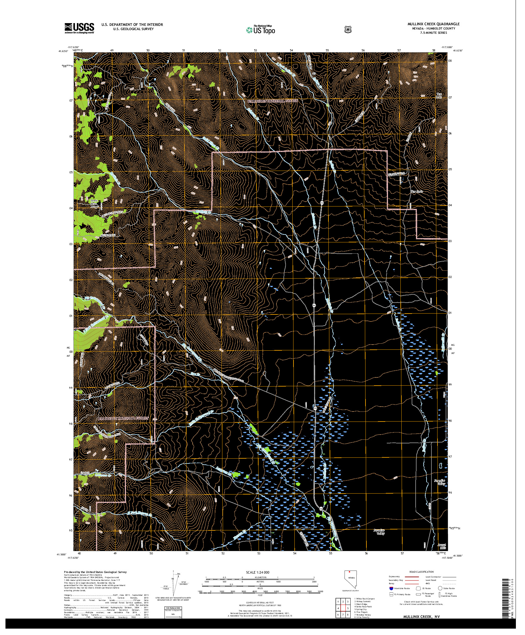 USGS US TOPO 7.5-MINUTE MAP FOR MULLINIX CREEK, NV 2018