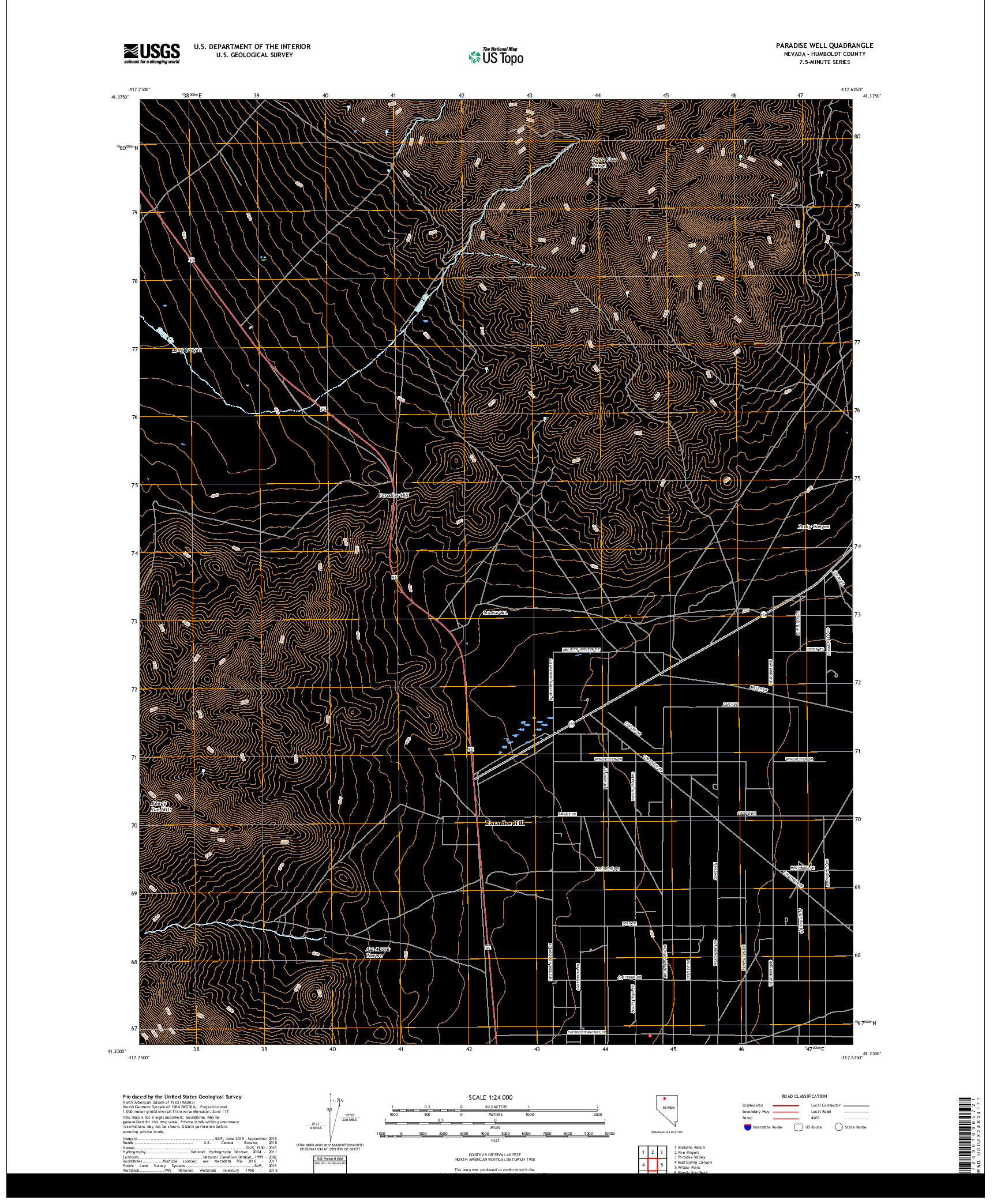 USGS US TOPO 7.5-MINUTE MAP FOR PARADISE WELL, NV 2018